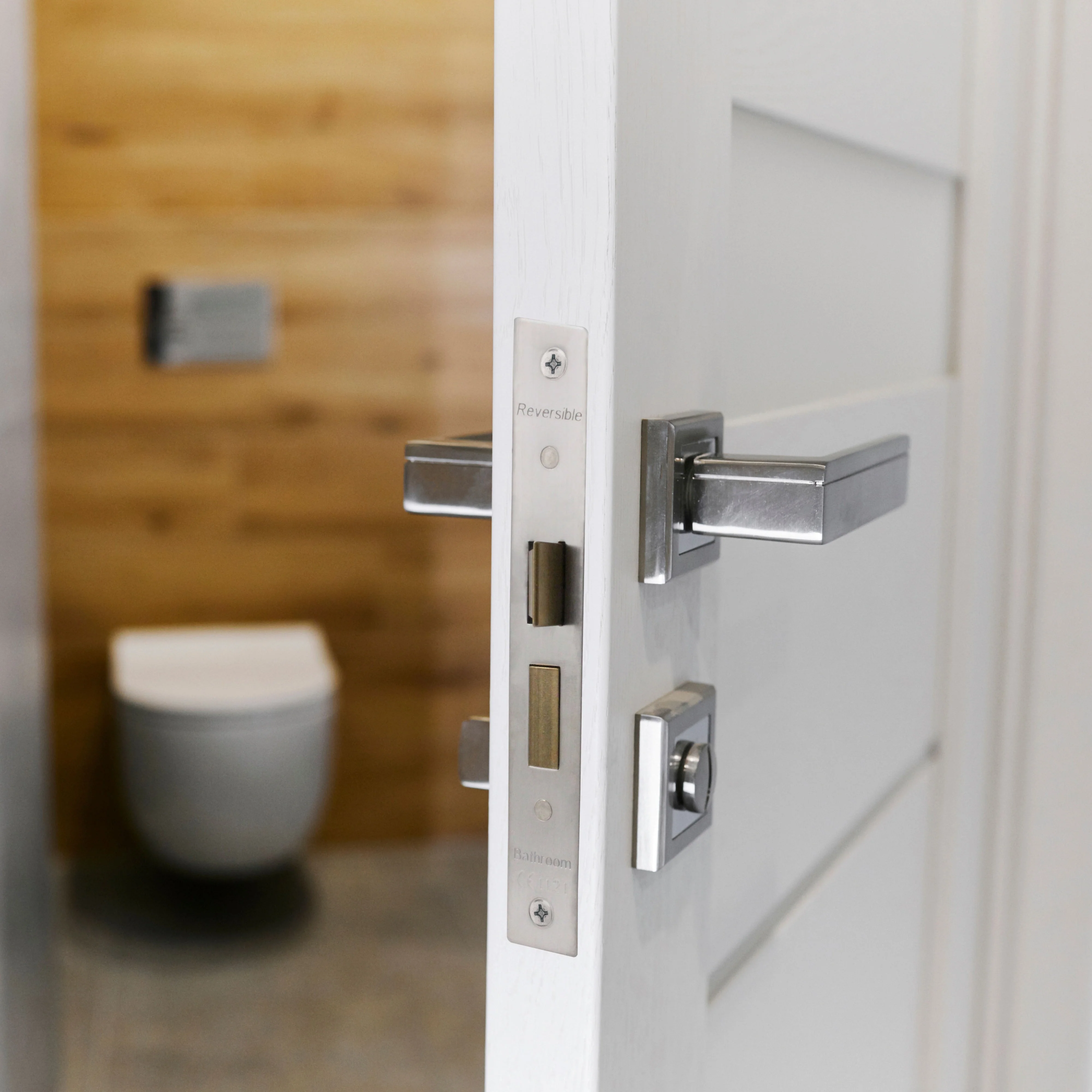 Mortice Bathroom Lock Fire Rated - 64mm Case 44mm Backset - Square Polished Stainless - Image 5