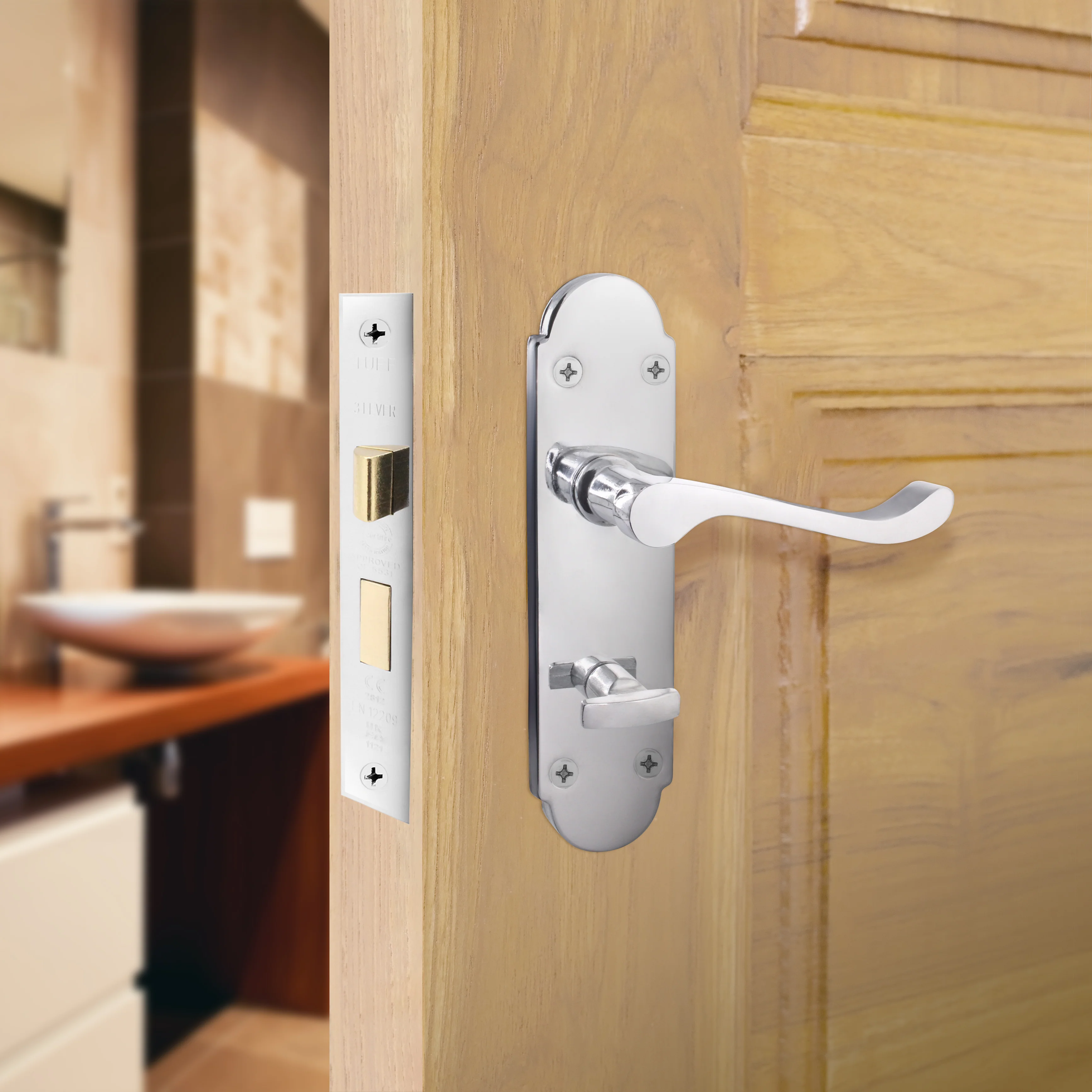 Mortice Fire Rated Bathroom Lock - 80mm Case Size - 57mm Backset - Polished Chrome - Image 7