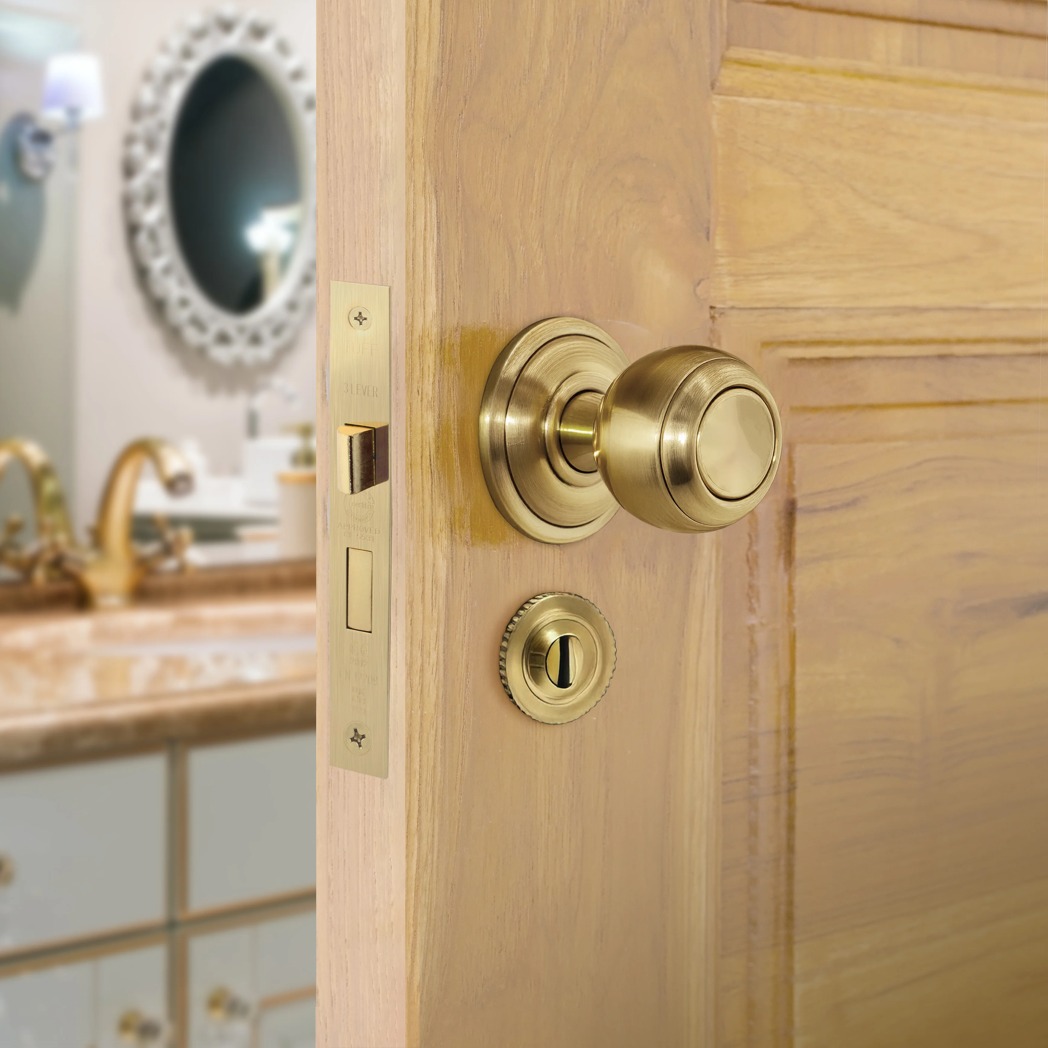 Mortice Fire Rated Bathroom Lock - 80mm Case Size - 57mm Backset - Satin Brass - Image 7