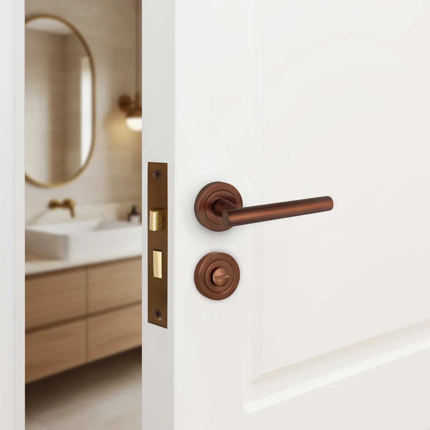 Mortice Bathroom Lock Fire Rated - 80mm Case Size - 57mm Backset - Bronze - Image 6