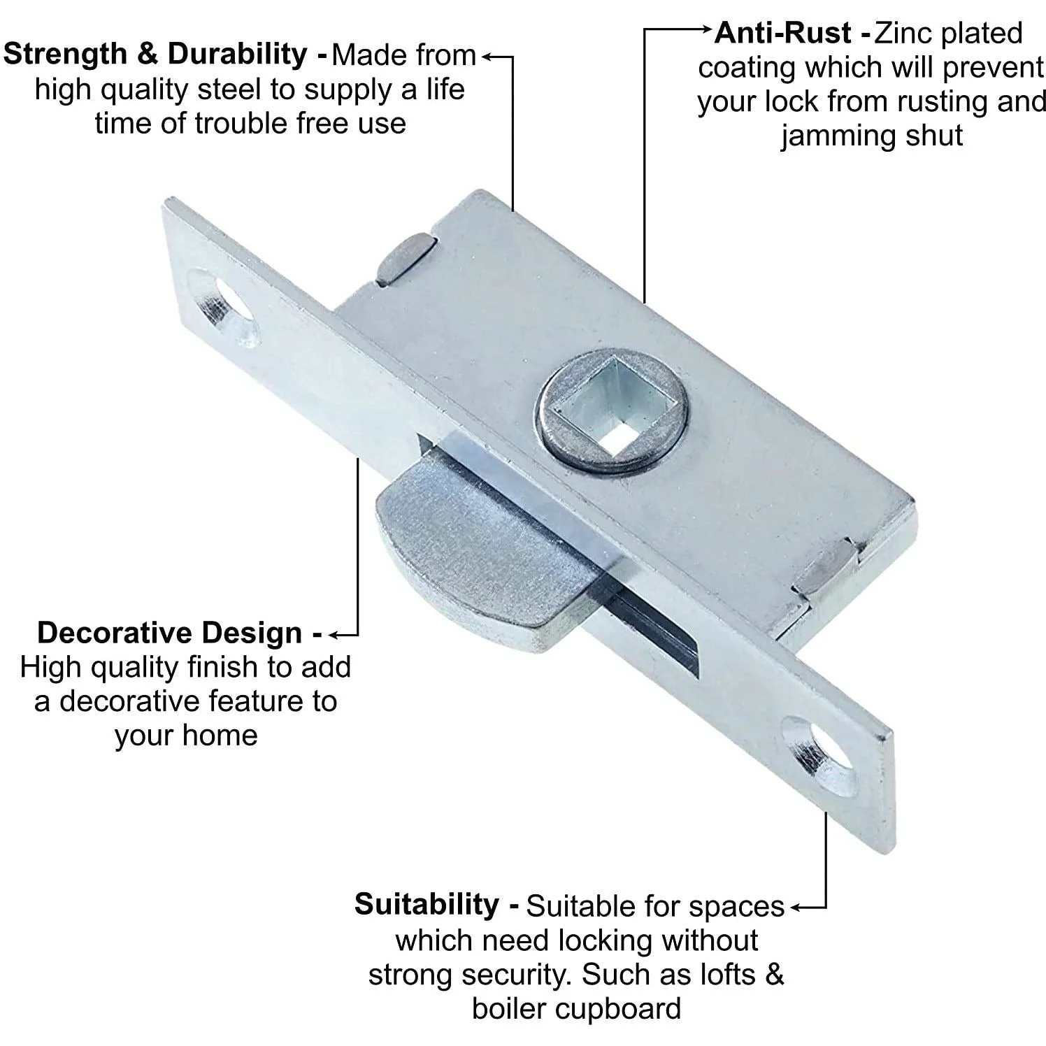 Mortice Budget Lock Recessed Type - Suits Square Key - Image 3