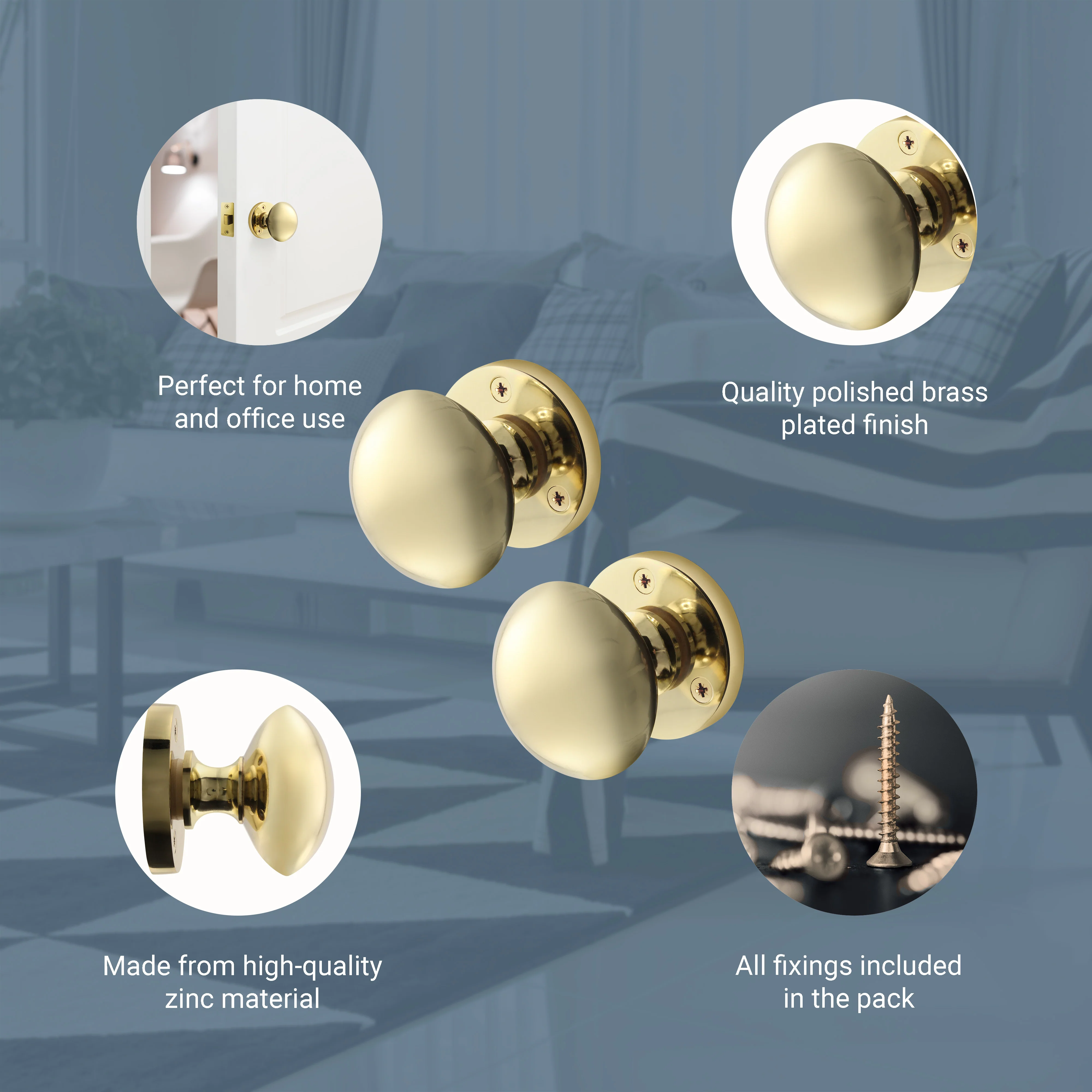 Victorian Polished Brass Mortice Door Knob - Image 4