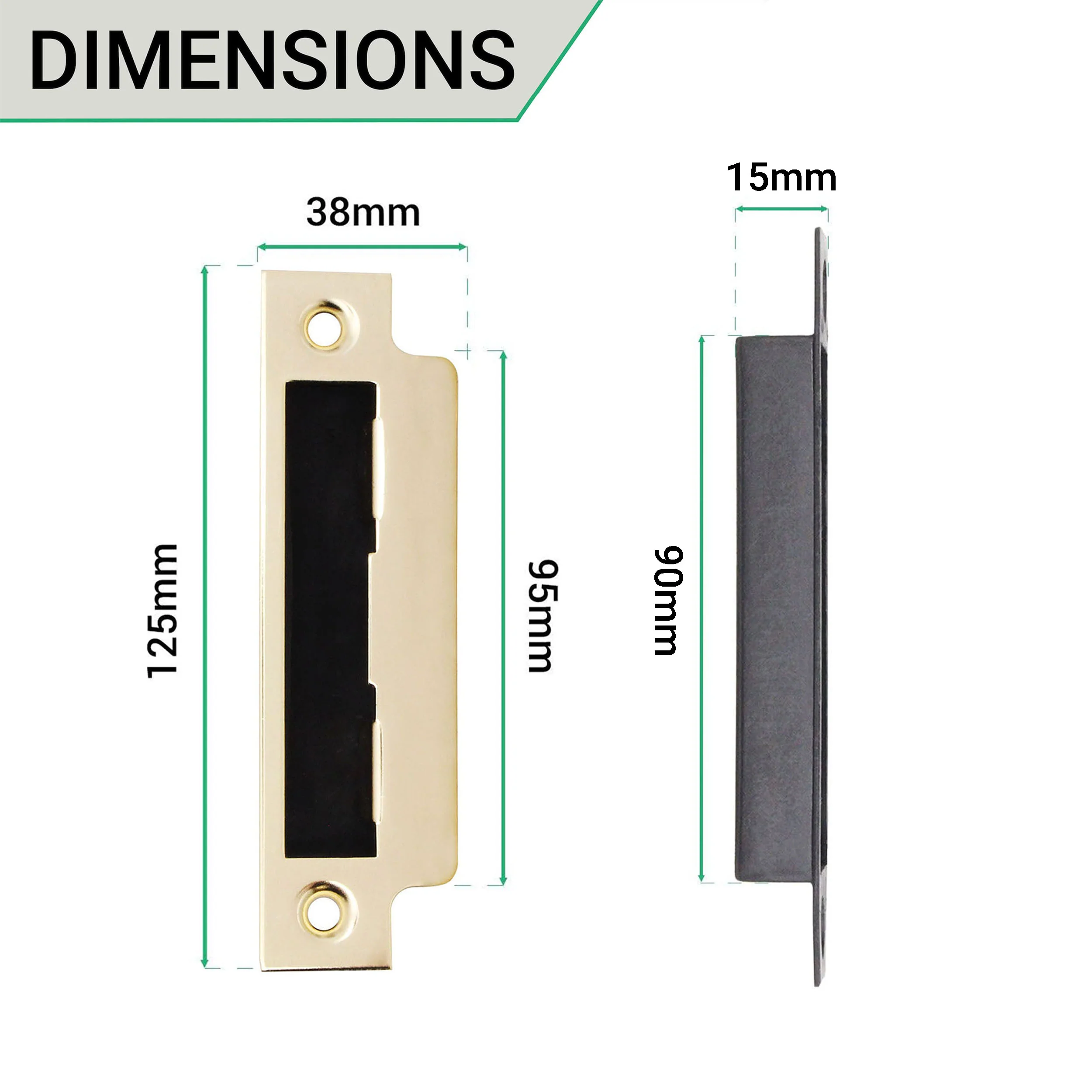 Mortice Lock Strike Plate - Electro Brass - Image 2