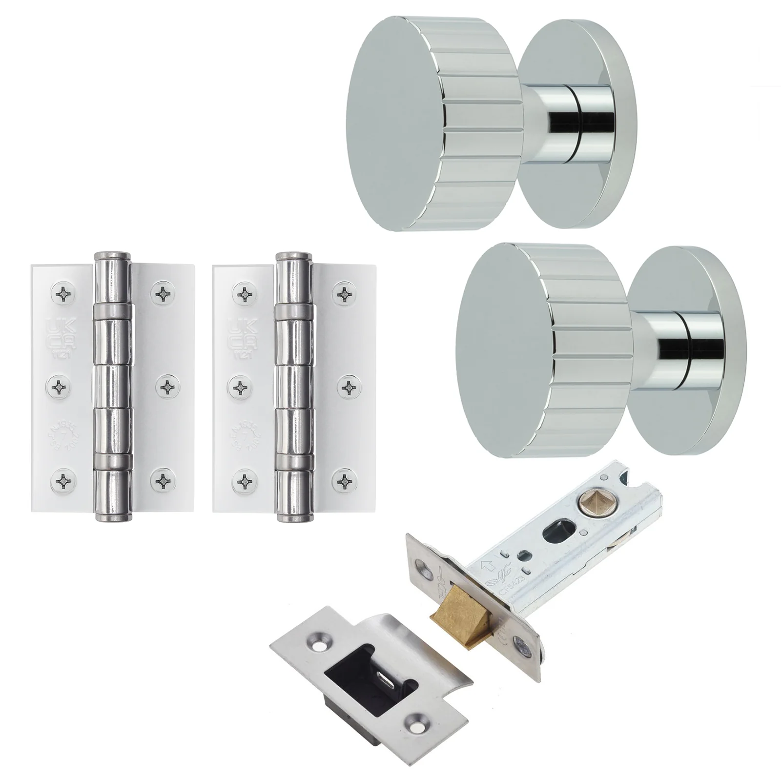 Nador Polished Chrome Mortice Door Knob Kit - 76mm Latch