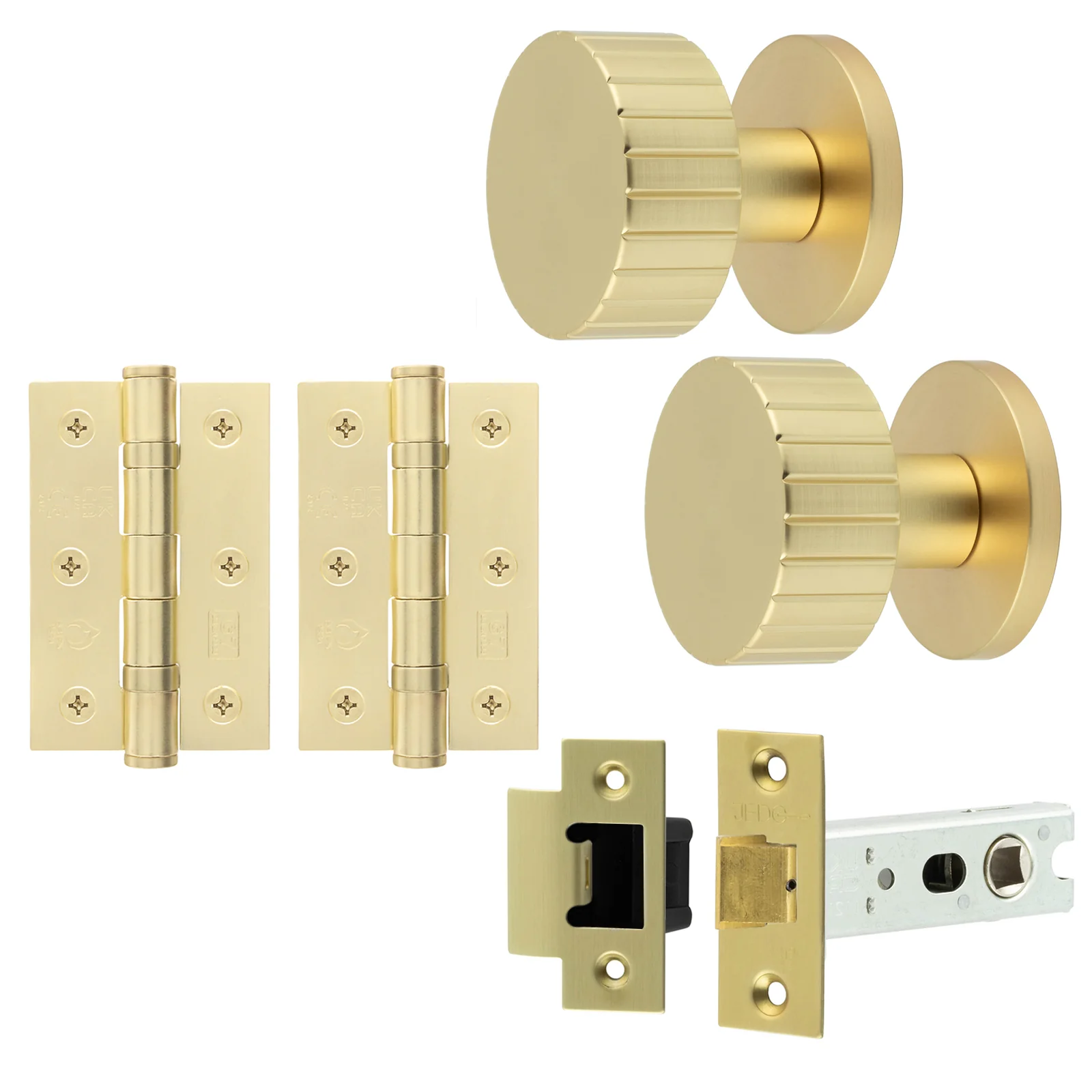 Nador Satin Brass Mortice Door Knob Kit - 76mm Latch