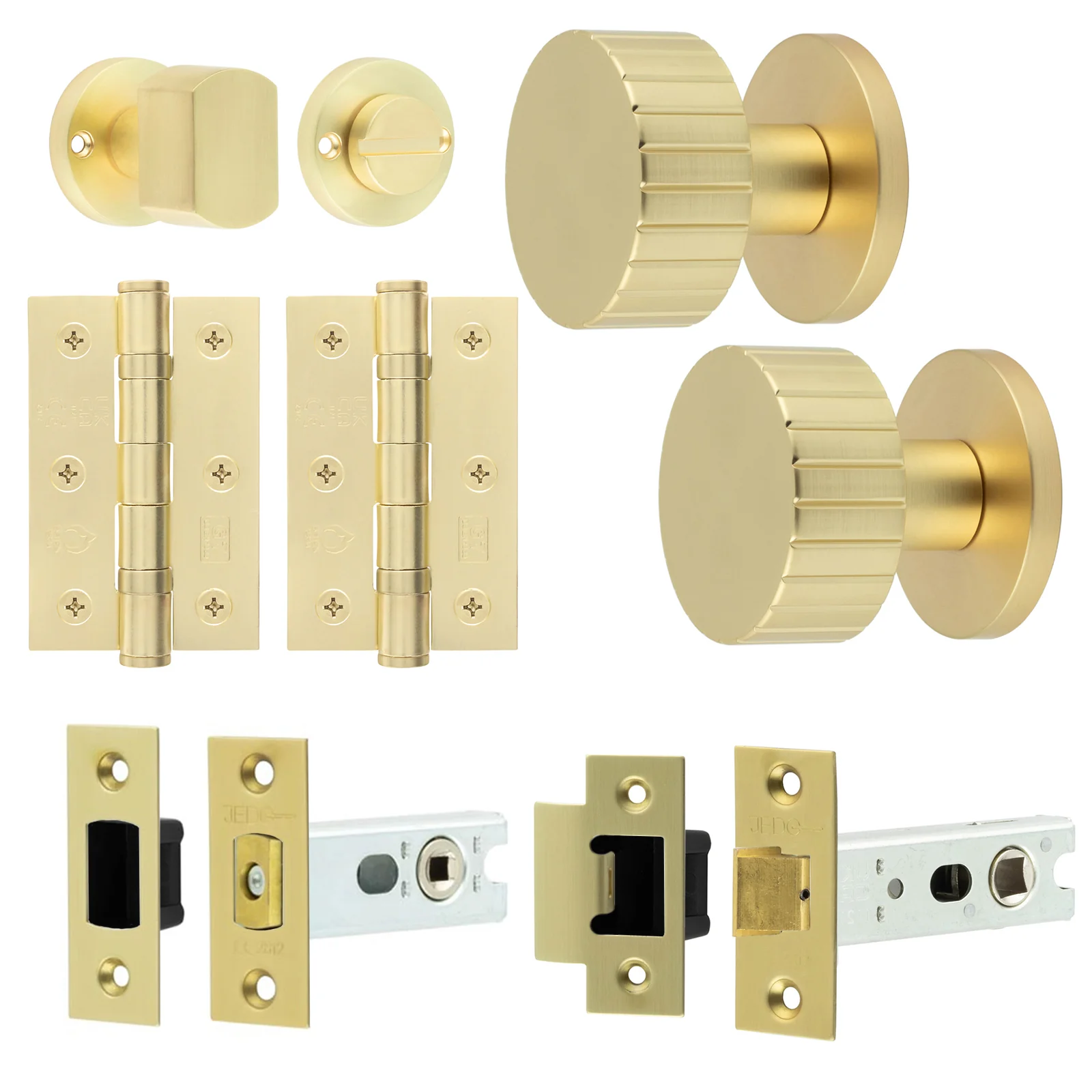 Nador Satin Brass Mortice Door Knob Kit - 76mm Bathroom Deadbolt