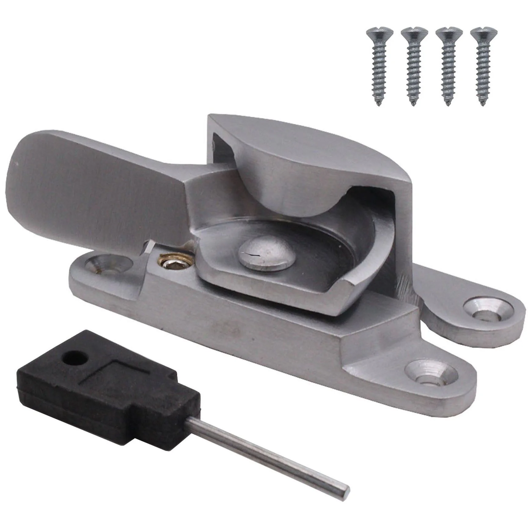 Narrow Locking Fitch Pattern Sash Window Fastener - 64mm - Satin Chrome