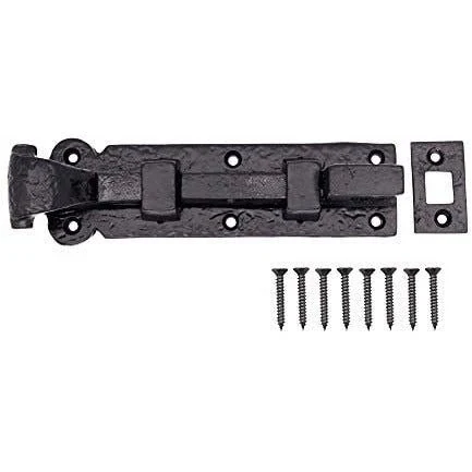 Black Iron Bolt Necked Cranked Antique Wrought Cast Tudor Style - 152mm - Black