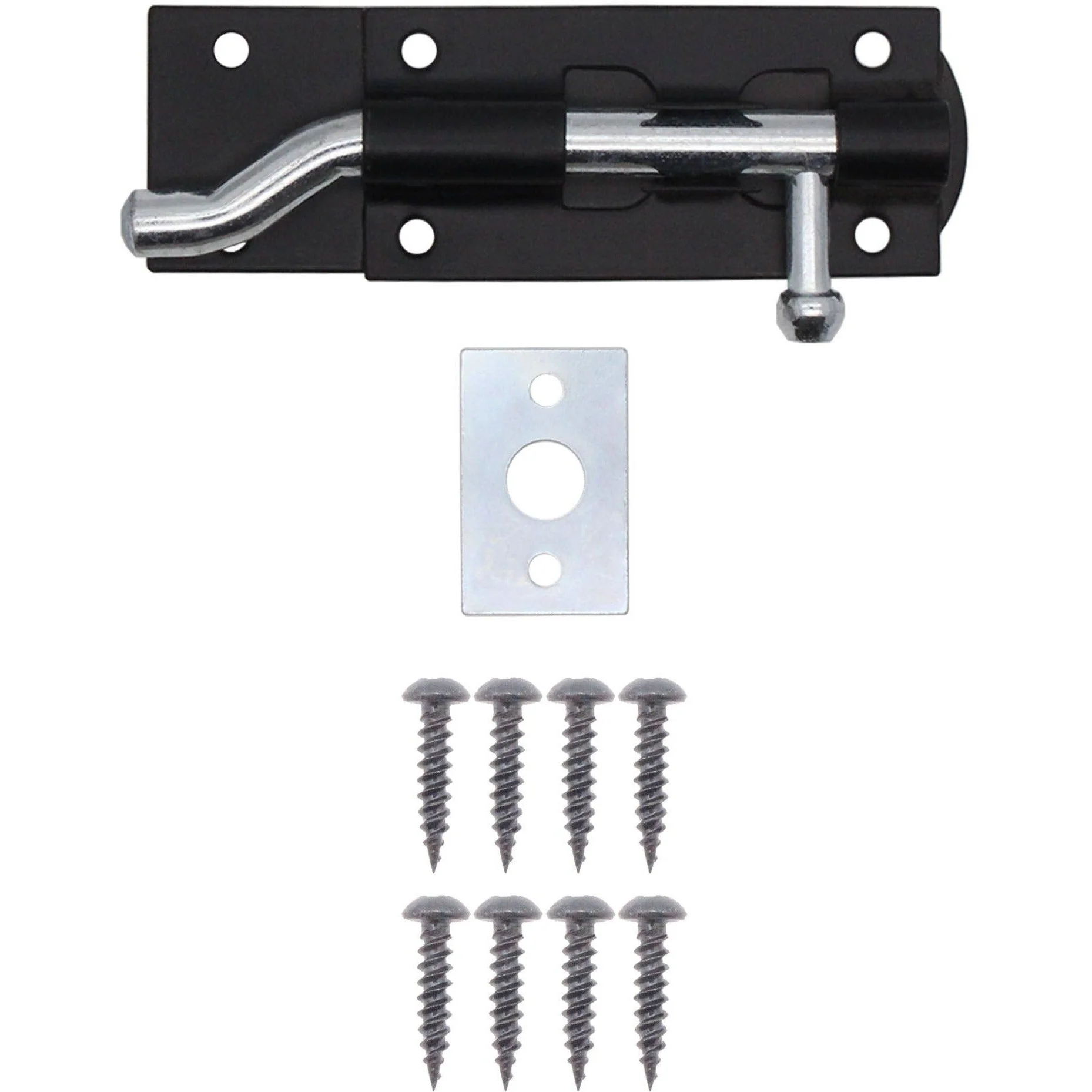 Necked Tower Bolt - 4 Inch / 100 mm - Black