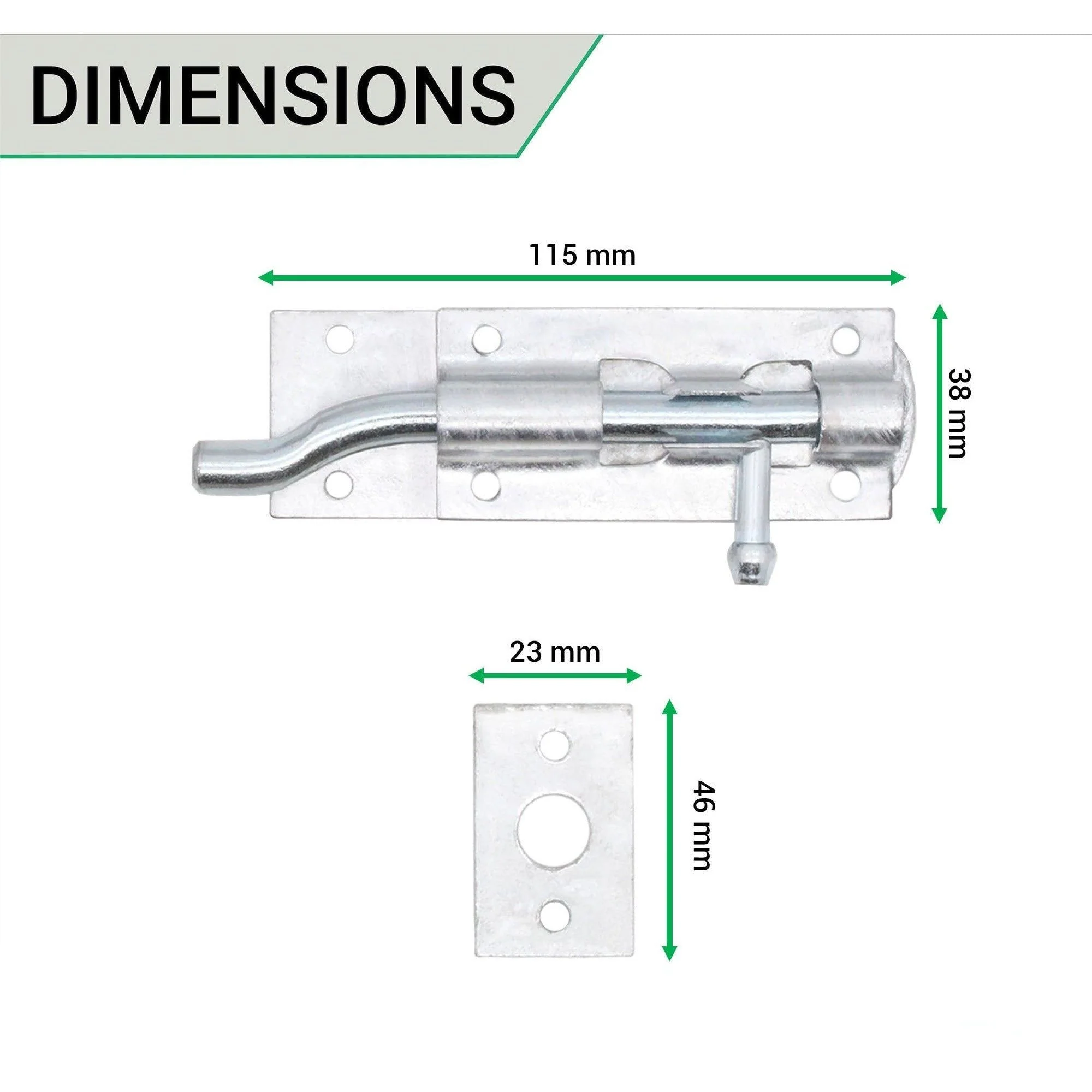 Necked Tower Bolt - 4 Inch / 100 mm - Galvanised - Image 3