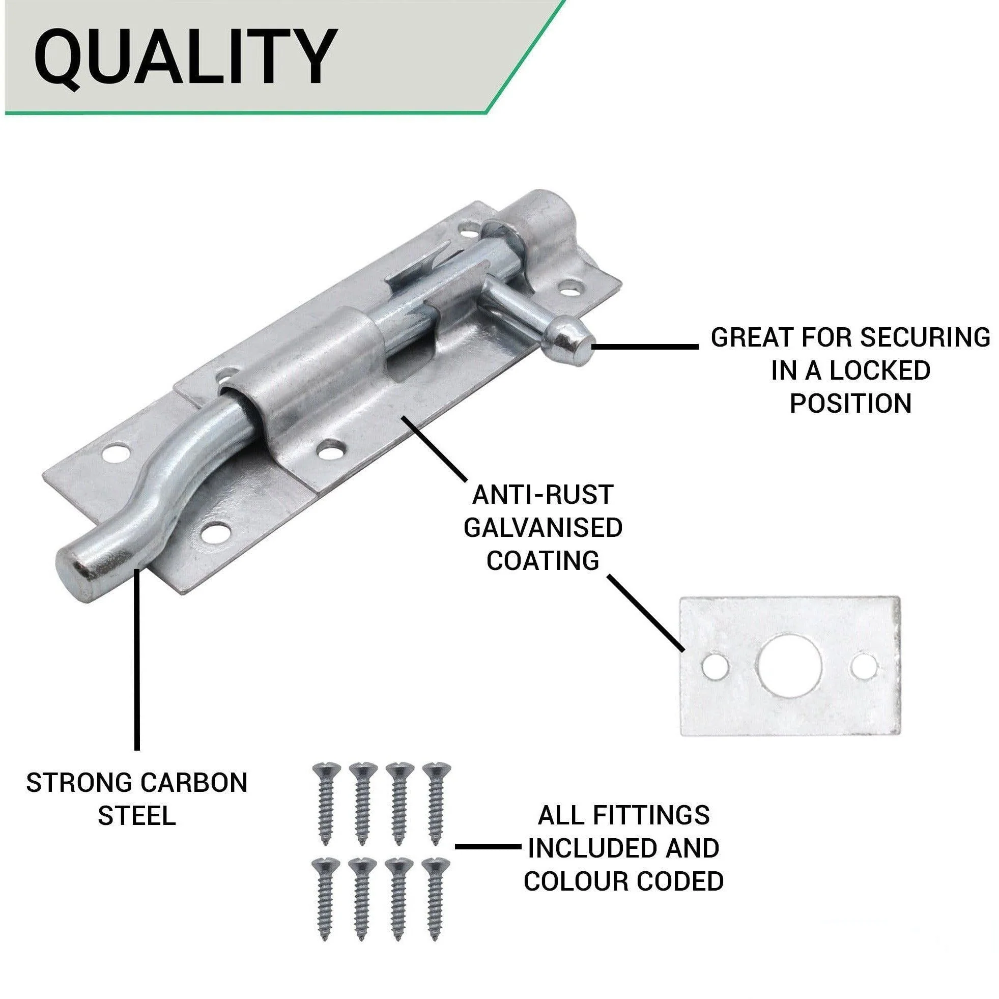 Necked Tower Bolt - 4 Inch / 100 mm - Galvanised - Image 4