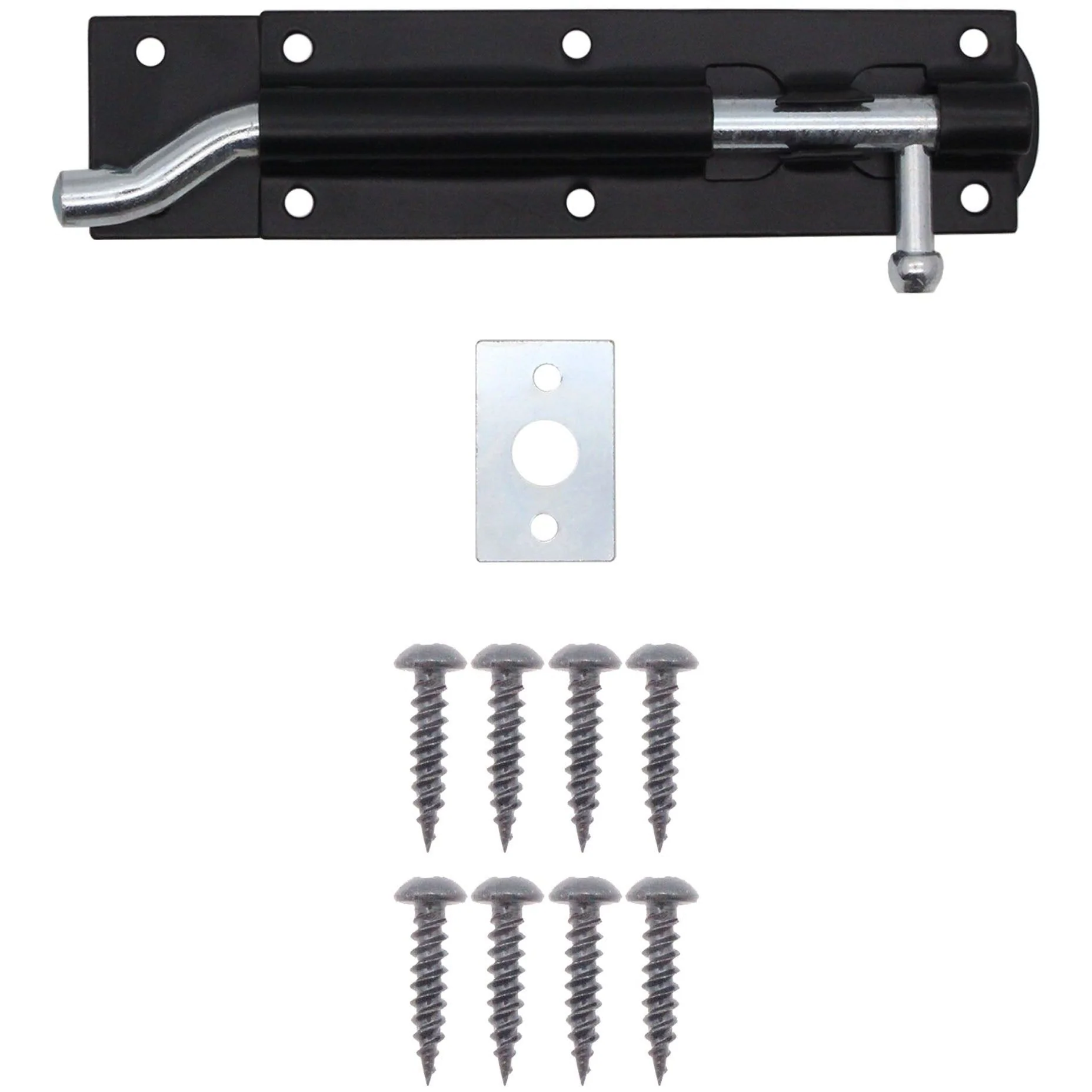 Necked Tower Bolt - 6" / 150 mm - Black