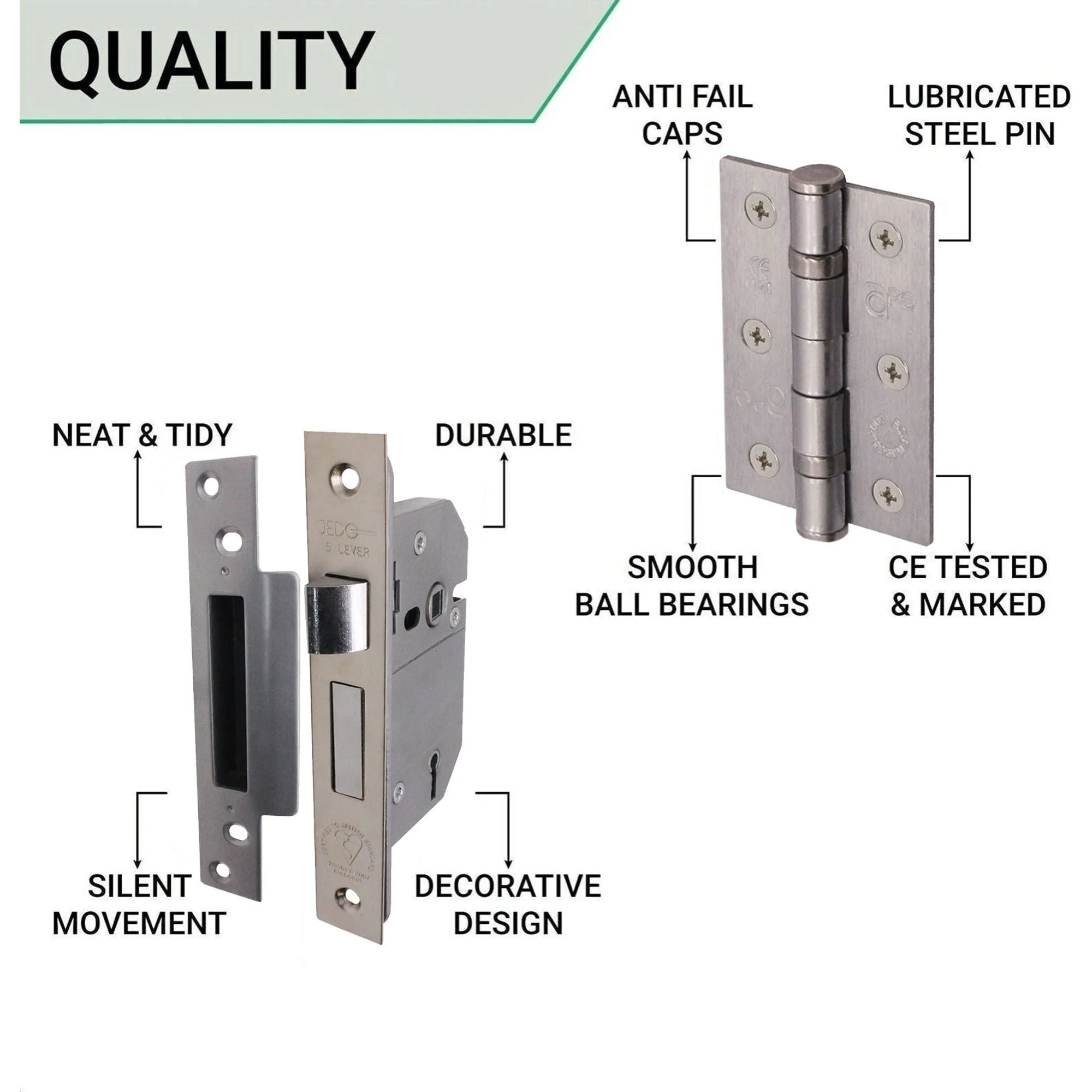 Sassari Satin Nickel Lever Door Handle Pack - BS3621 5 Lever Sashlock - Image 5