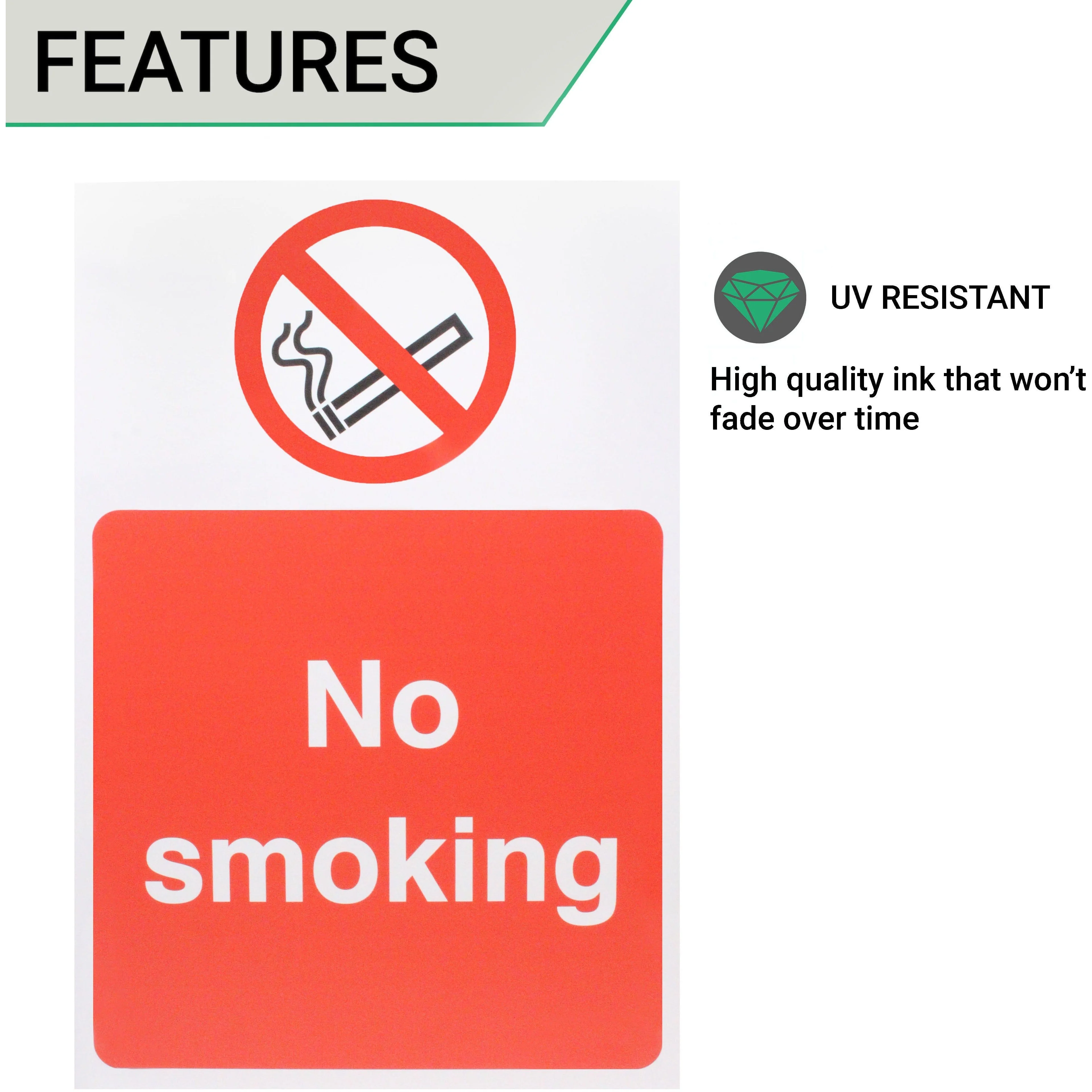 No Smoking 400x600mm Screw Fixed - Image 3