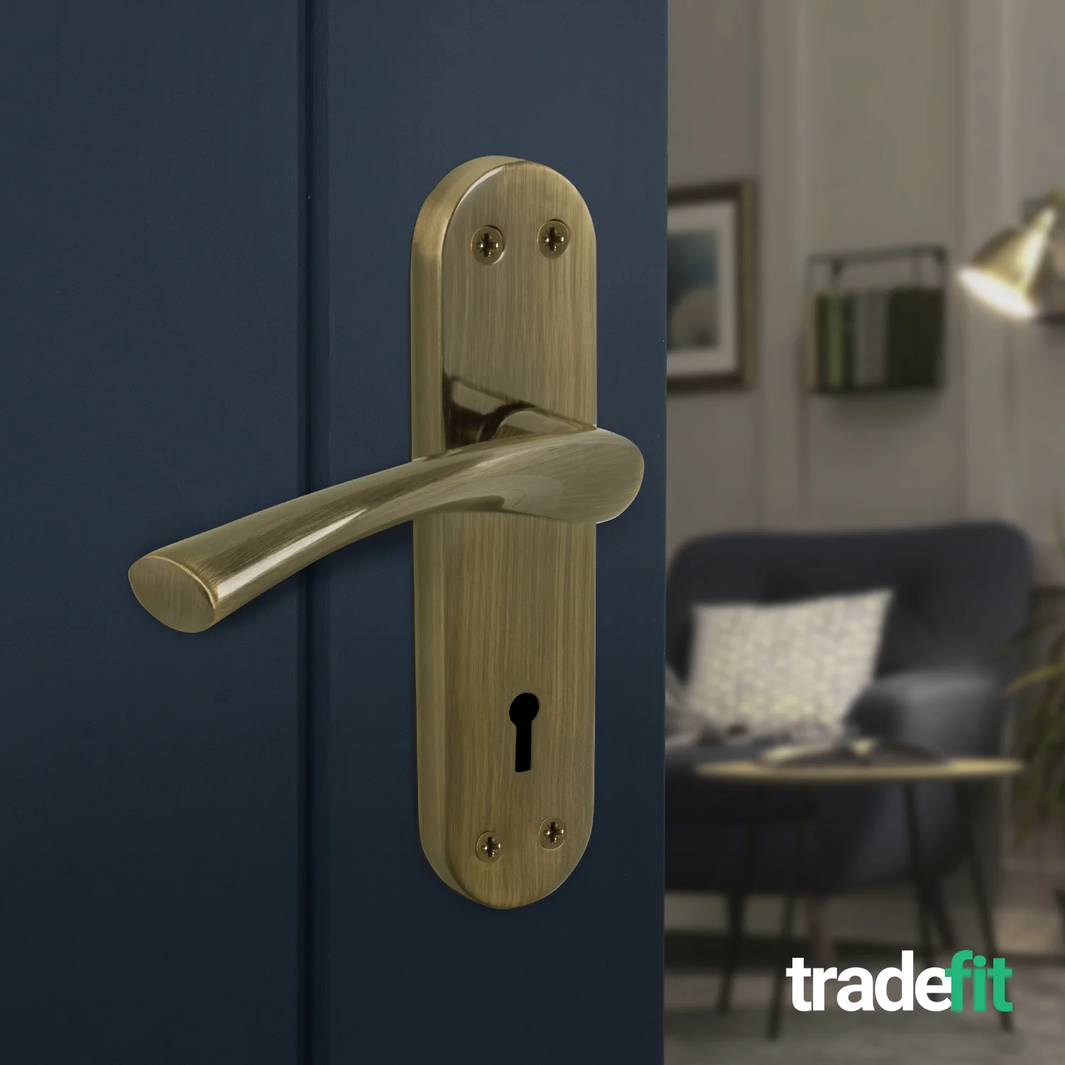 Nola Antique Brass Lever on Backplate Door Handle Pack – 64mm Sashlock - Image 6