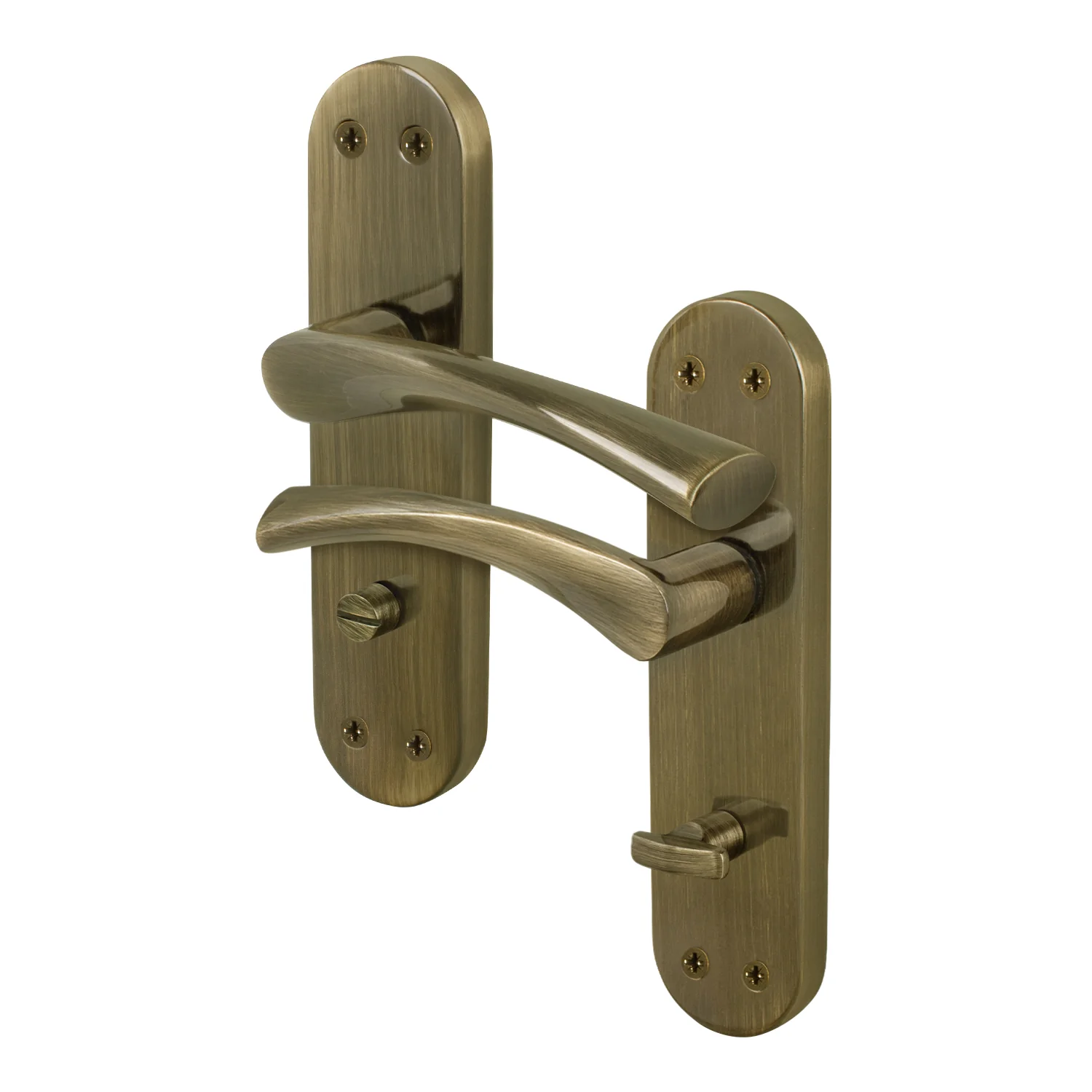 Nola Antique Brass Lever on Backplate Door Handles - Bathroom
