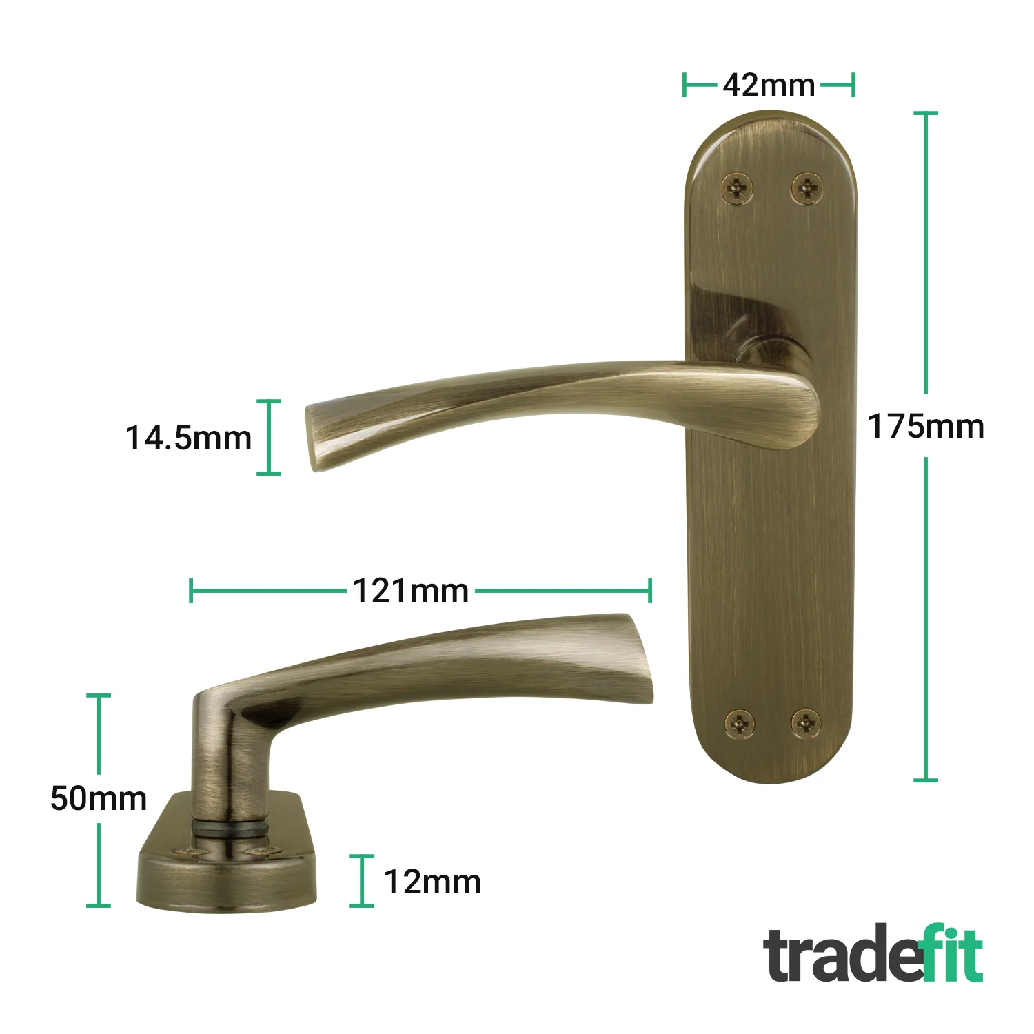 Nola Antique Brass Lever on Backplate Door Handles - Latch - Image 2