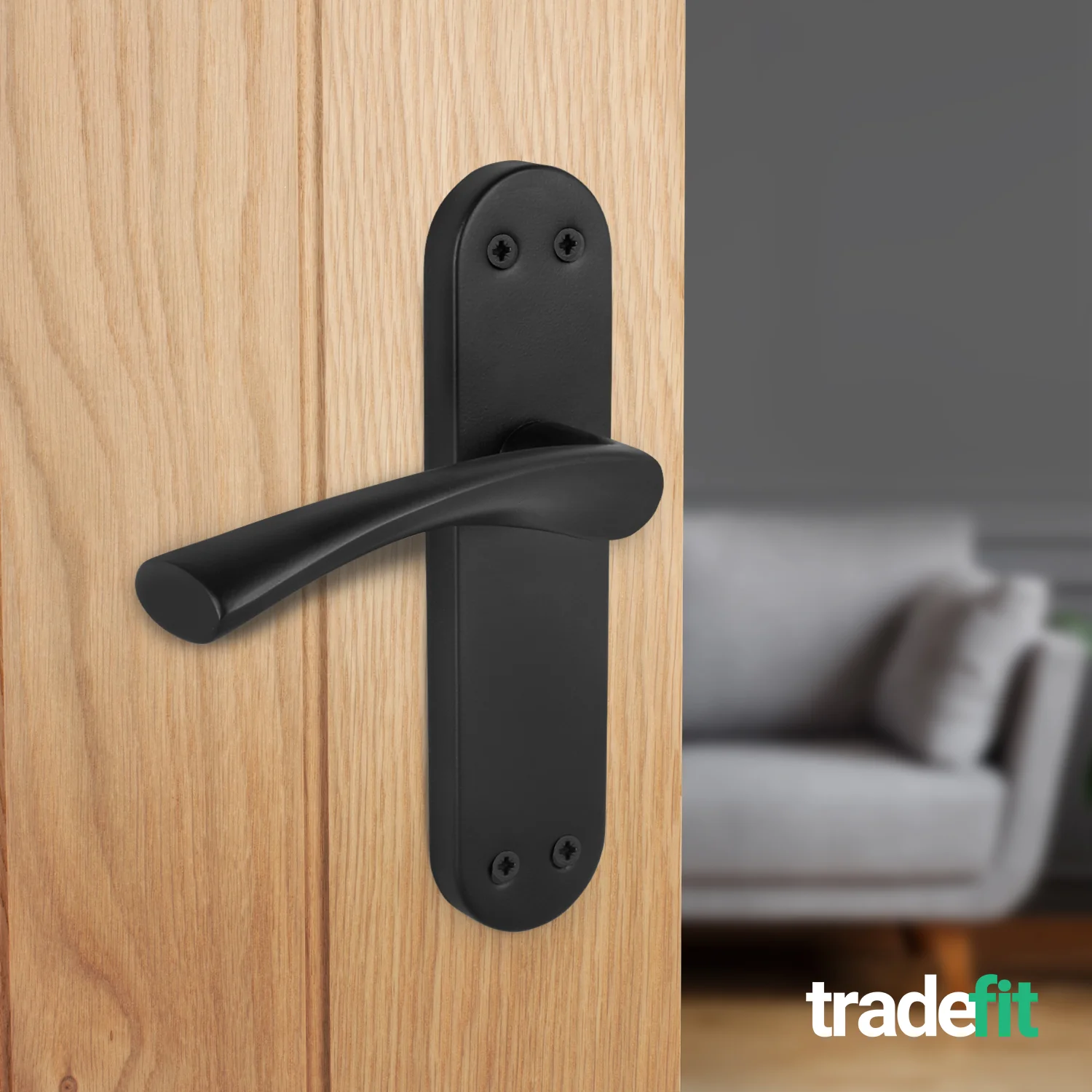 Nola Matt Black Lever on Backplate Door Handle Pack - 76mm Latch - Image 6