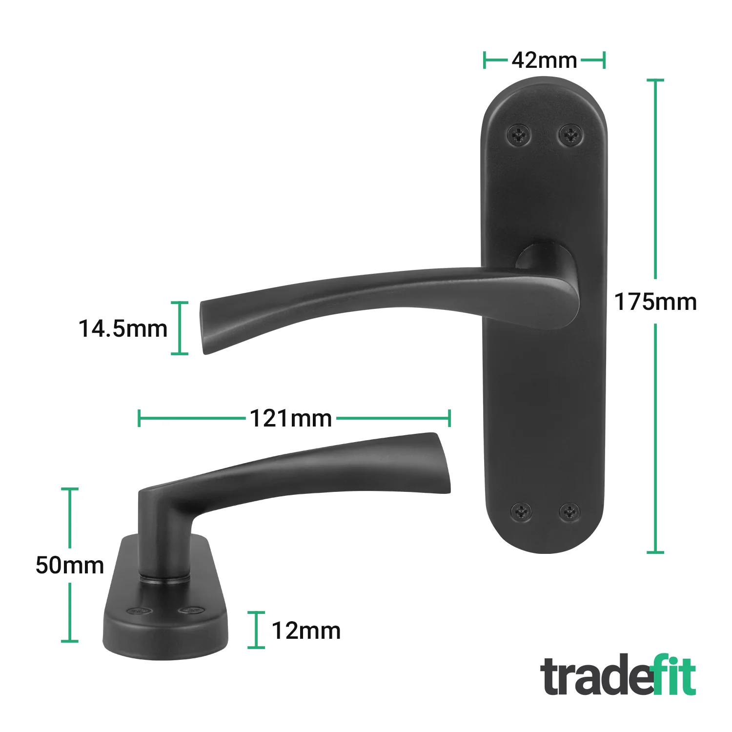 Nola Matt Black Lever on Backplate Door Handles - Image 2