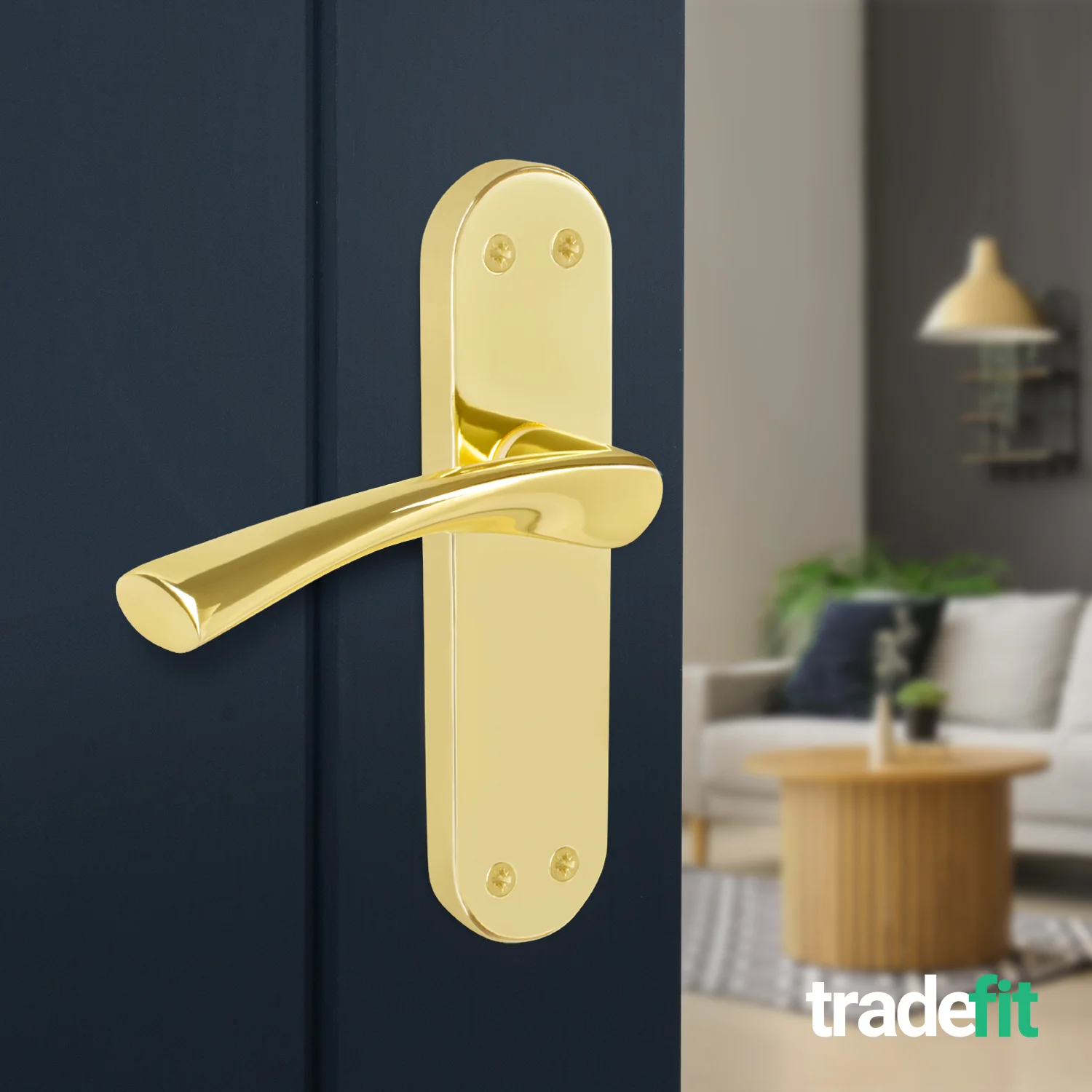 Nola Brass Plated Lever on Backplate Door Handle Pack – 76mm Latch - Image 6