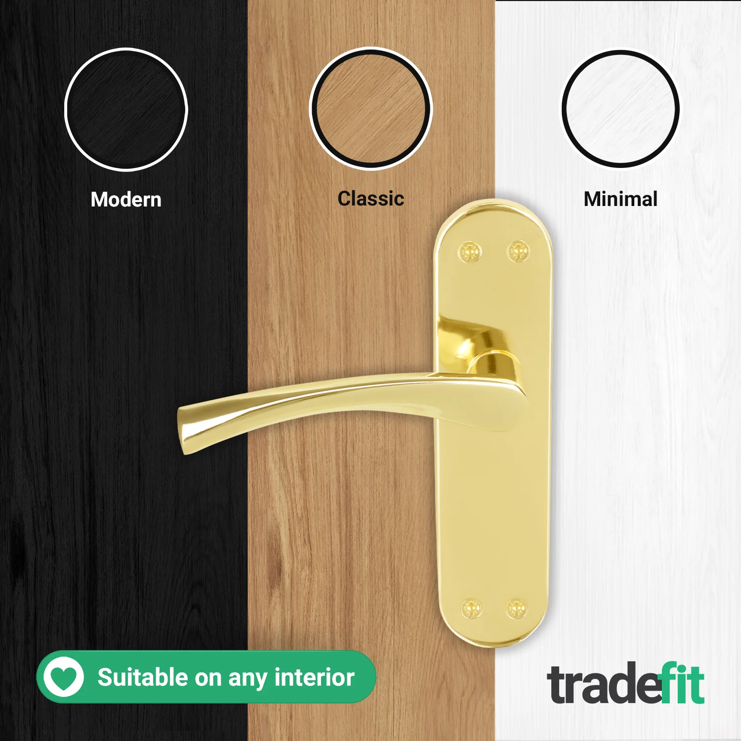 Nola Brass Plated Lever on Backplate Door Handles - Latch - Image 5