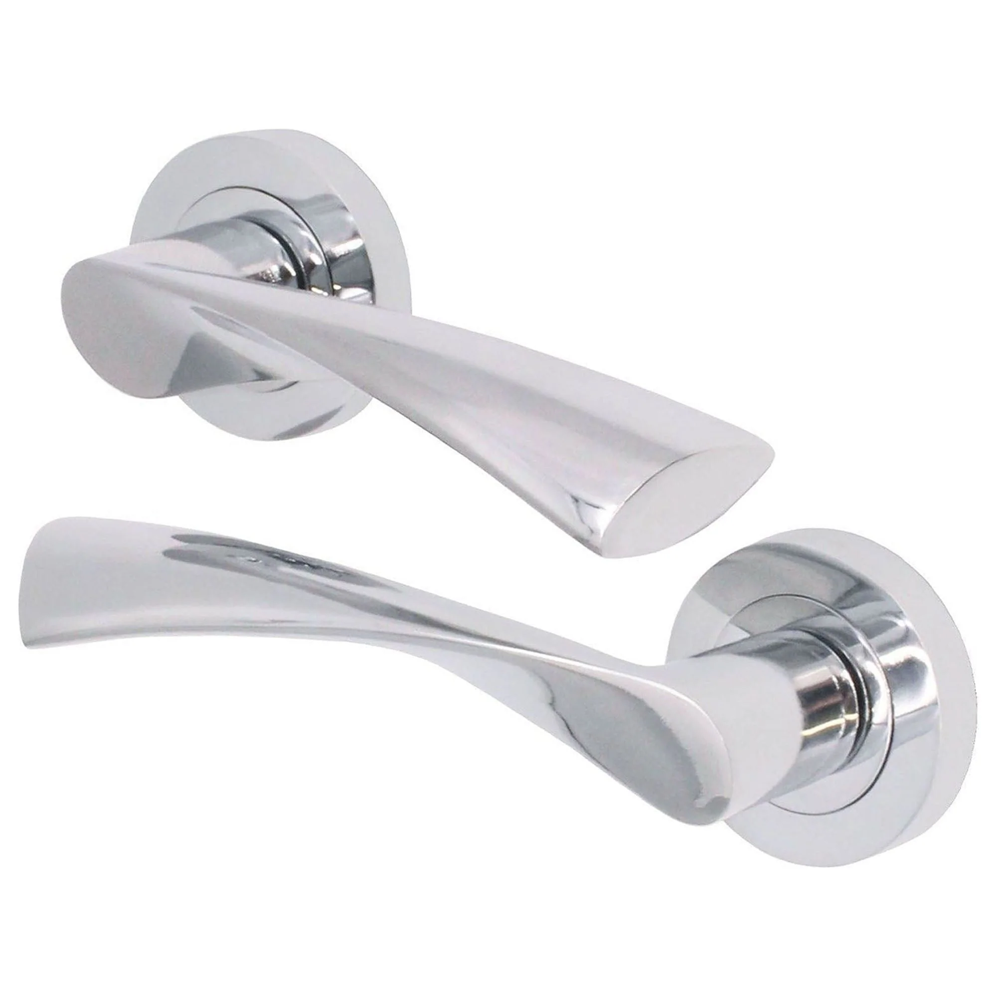 Nola Polished Chrome Lever on Rose Door Handle Pack - BS3621 5 Lever Lock - Image 2