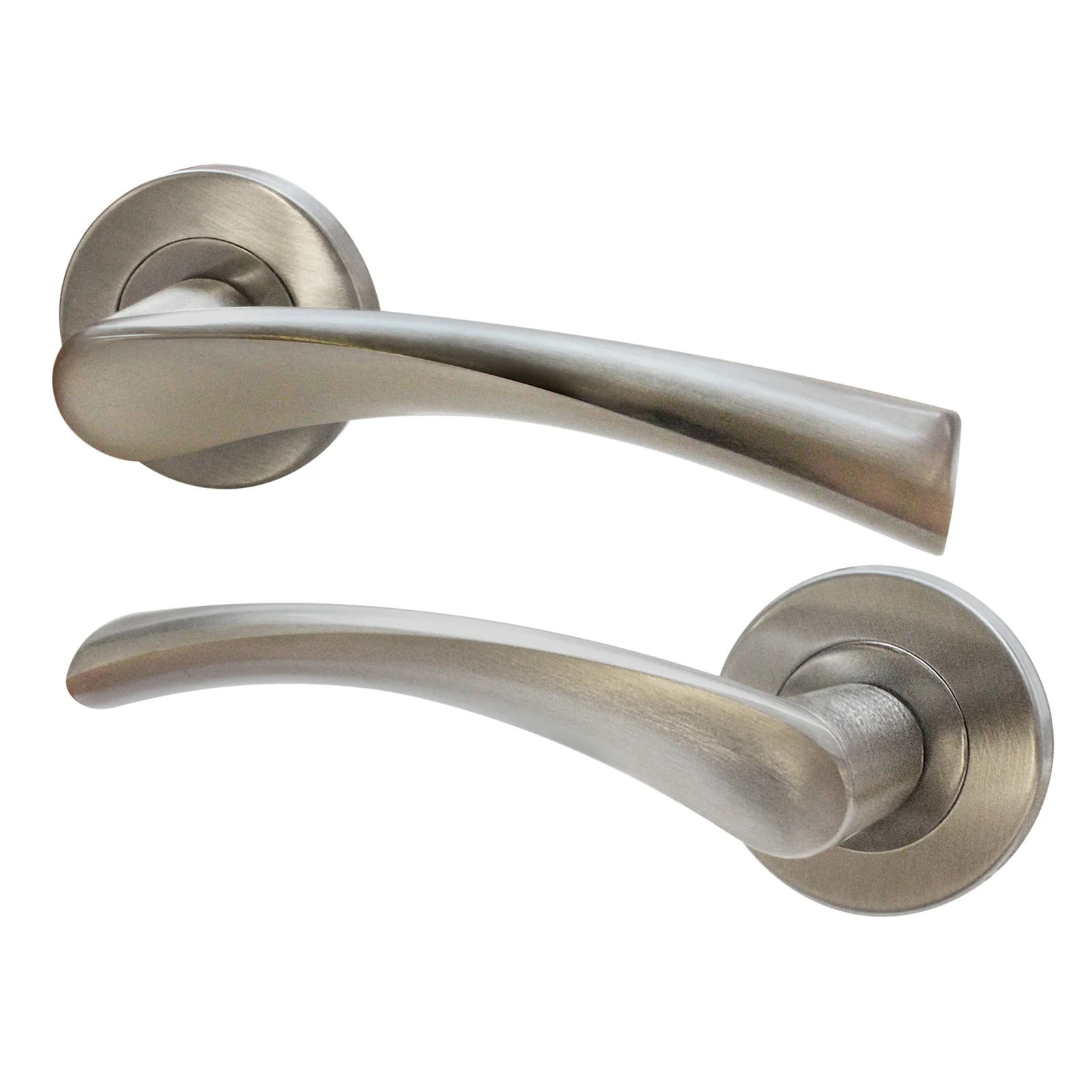 Nola Satin Nickel Lever On Rose Door Handles - Satin Nickel