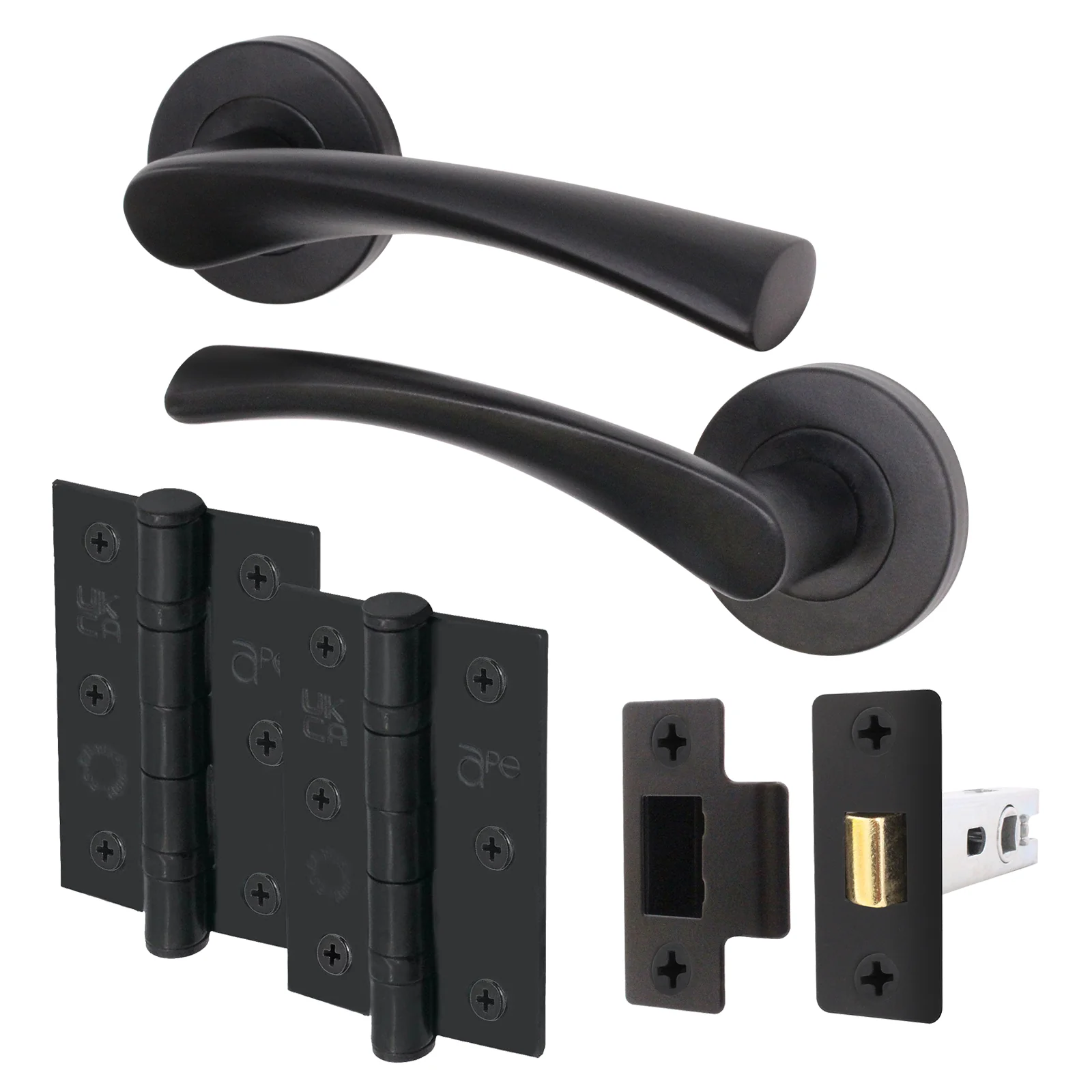 Nola Matt Black Lever on Rose Door Handle Pack - 76mm Latch