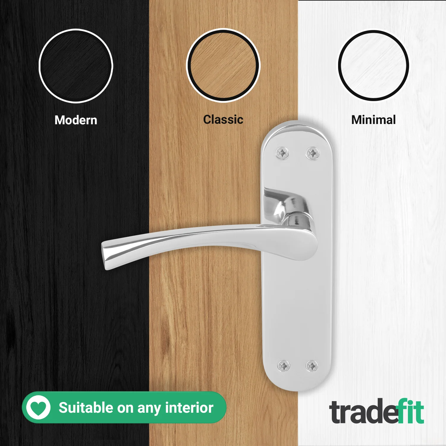 Nola Polished Chrome Lever on Backplate Door Handle Pack - 64mm Latch - Image 7