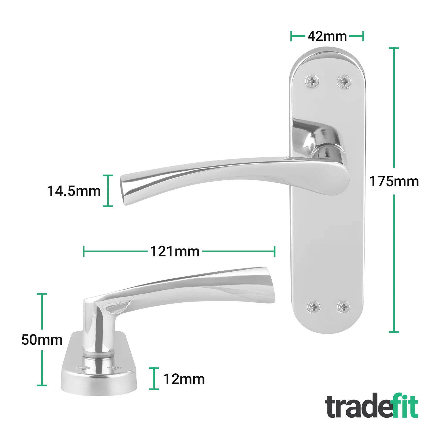 Nola Polished Chrome Lever on Backplate Door Handles - Image 2
