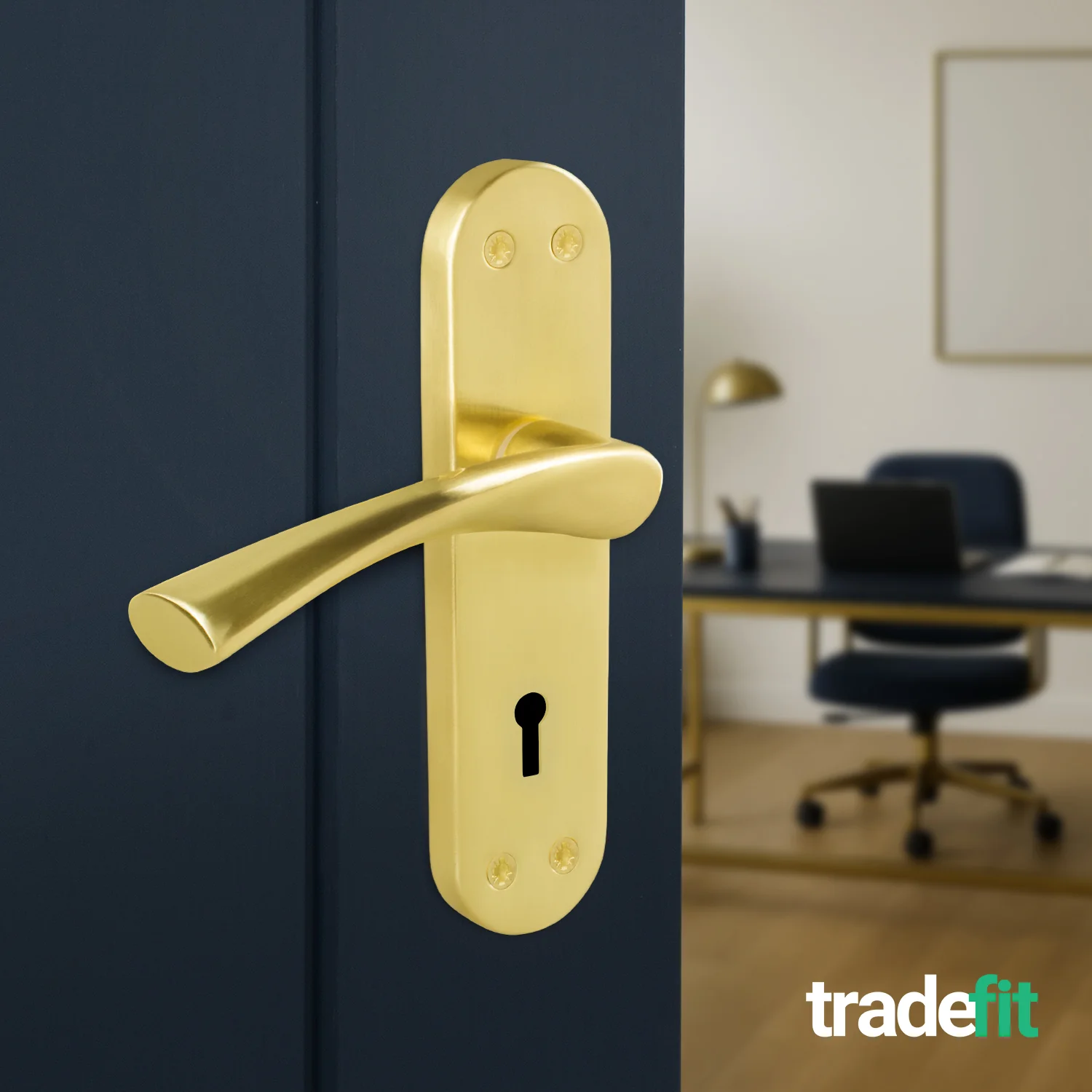 Nola Satin Brass Lever on Backplate Door Handle Pack – 64mm Sashlock - Image 6