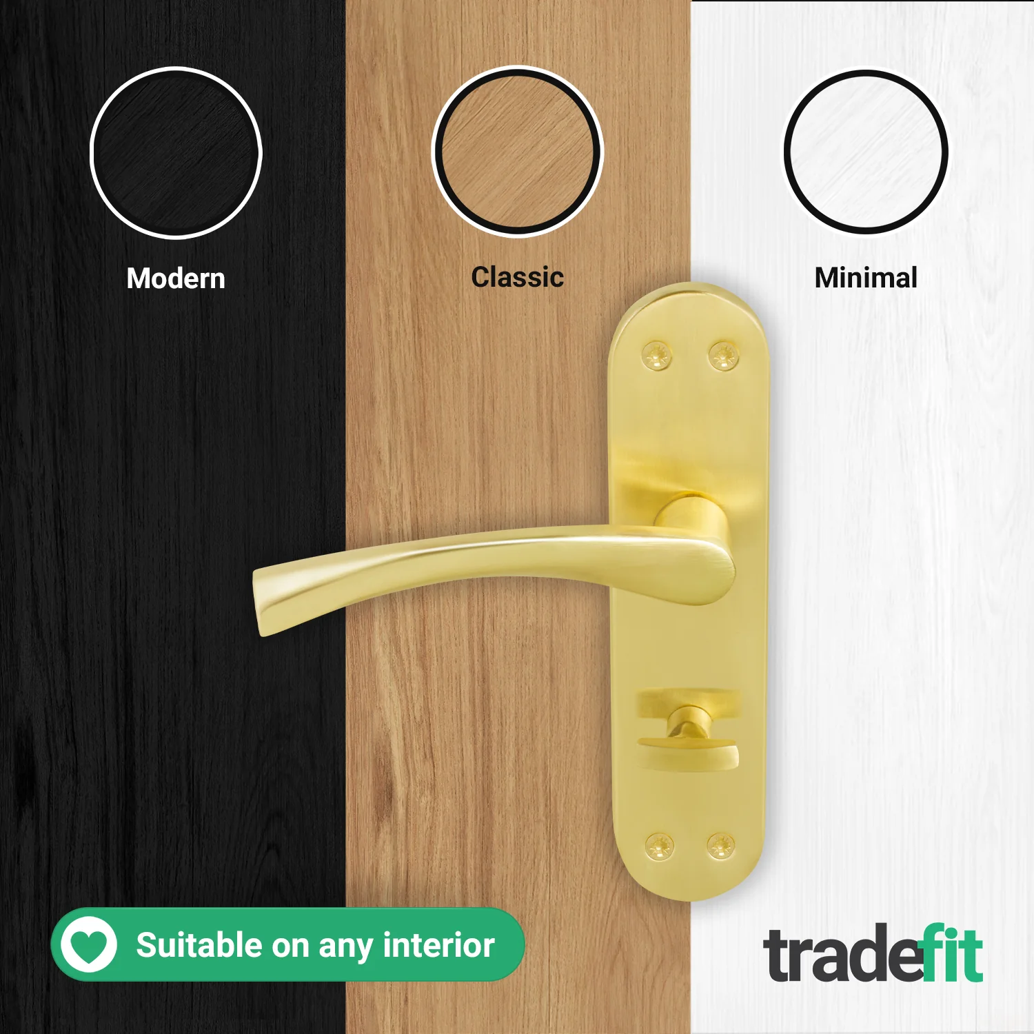Nola Satin Brass Lever on Backplate Door Handle Pack – 80mm Bathroom Lock - Image 7