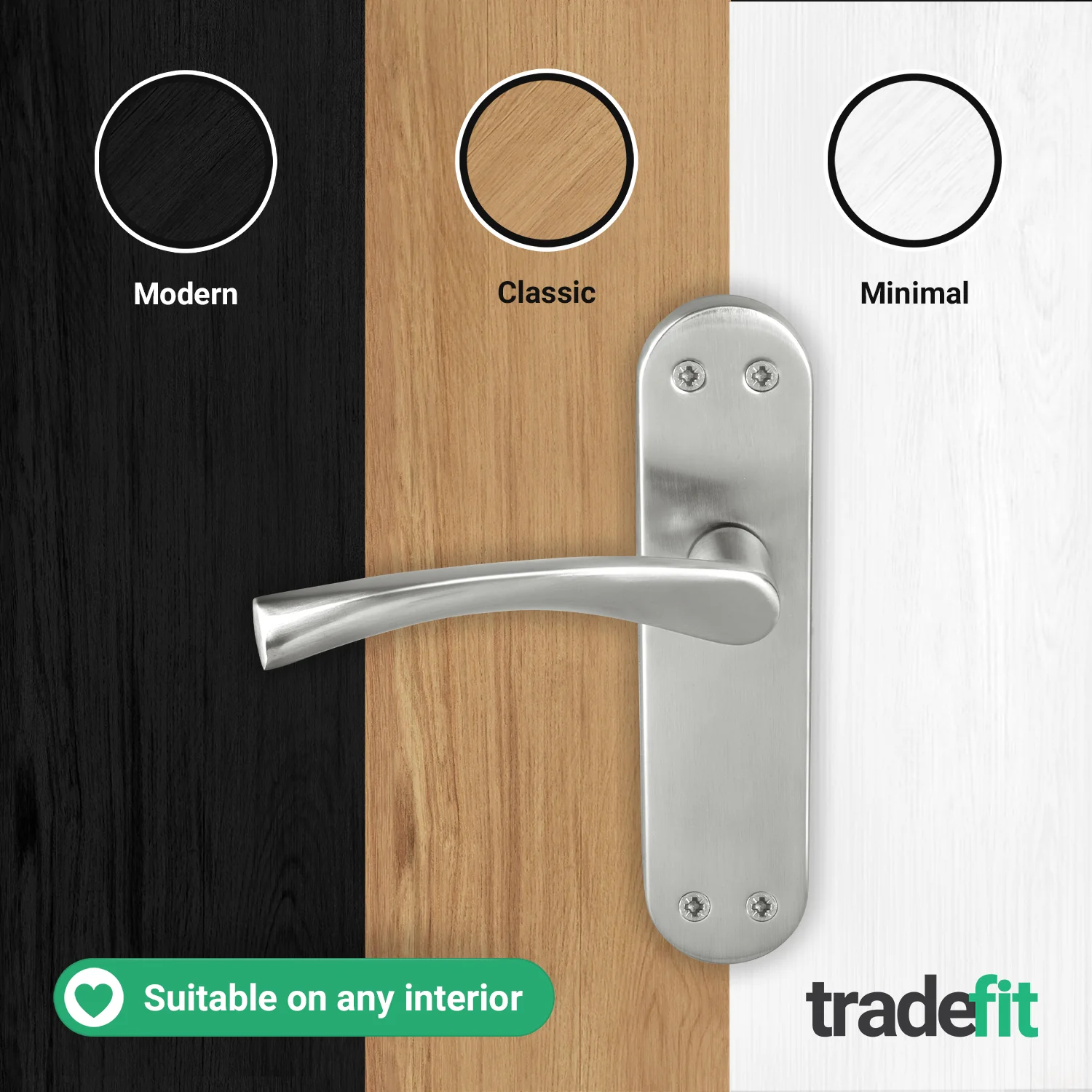 Nola Satin Nickel Lever on Backplate Door Handle Pack - 76mm Latch - Image 7