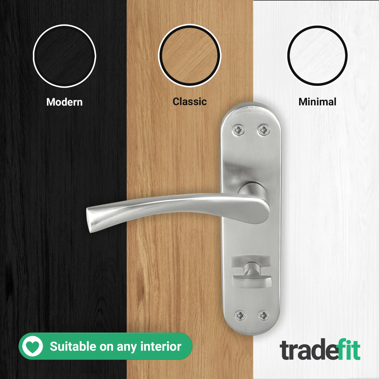 Nola Satin Nickel Lever on Backplate Door Handle Pack - 80mm Bathroom Lock - Image 7