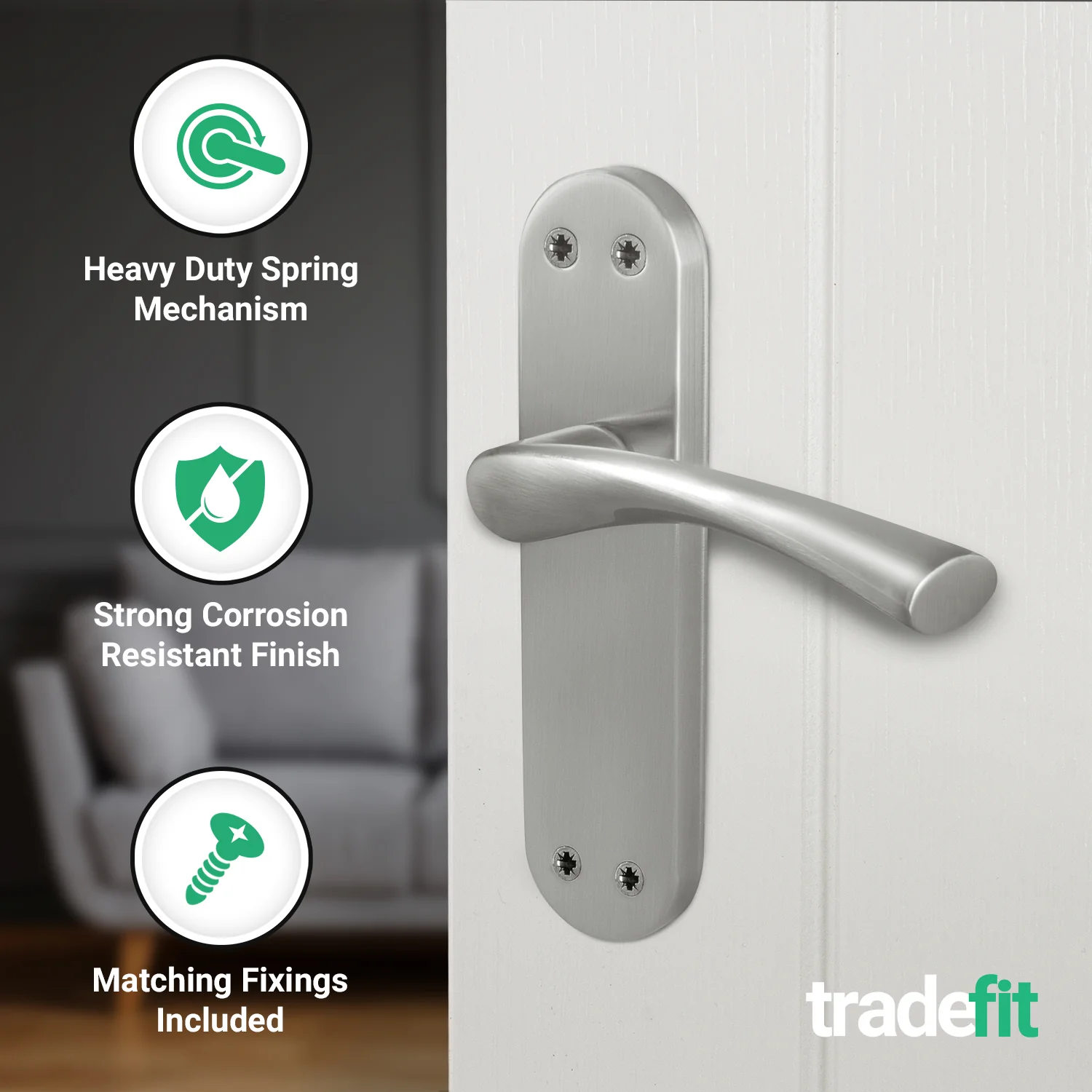 Nola Satin Nickel Lever on Backplate Door Handles - Image 3