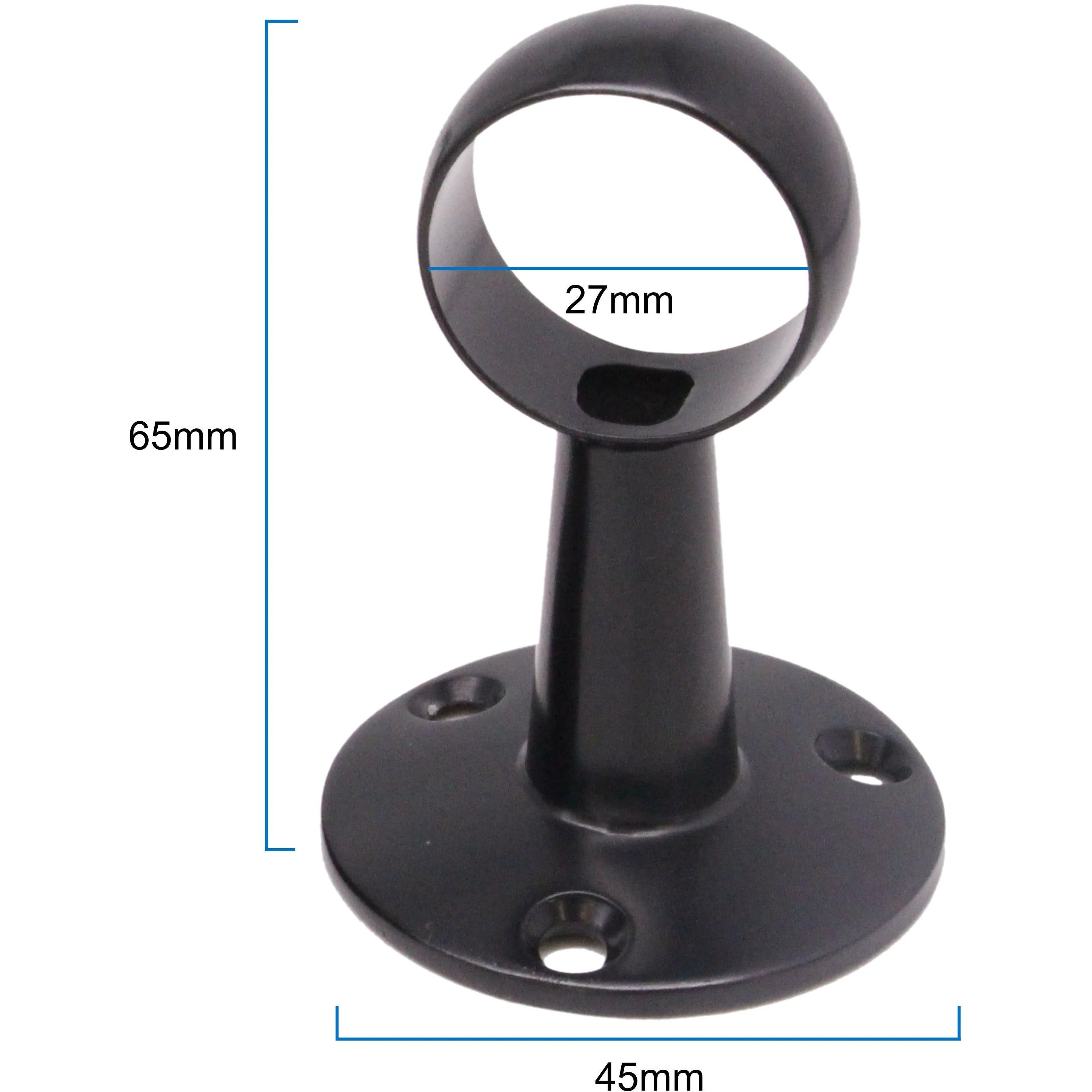 Wardrobe Rail Kit - Black - 25mm Tube - 1829mm Rail with End Sockets & Centre Bracket - Image 4