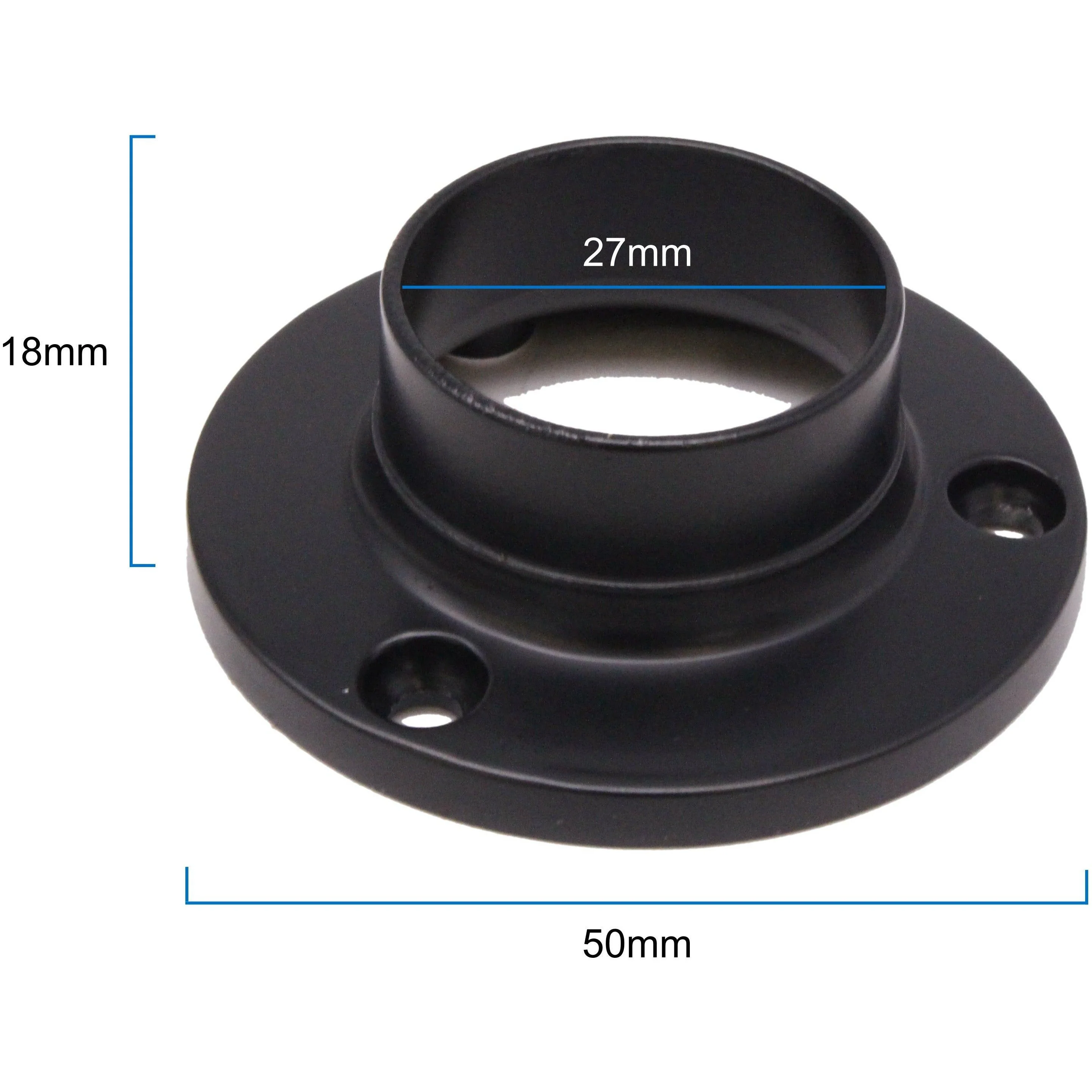Wardrobe Rail Kit - Black - 25mm Tube - 1829mm Rail with End Sockets & Centre Bracket - Image 5