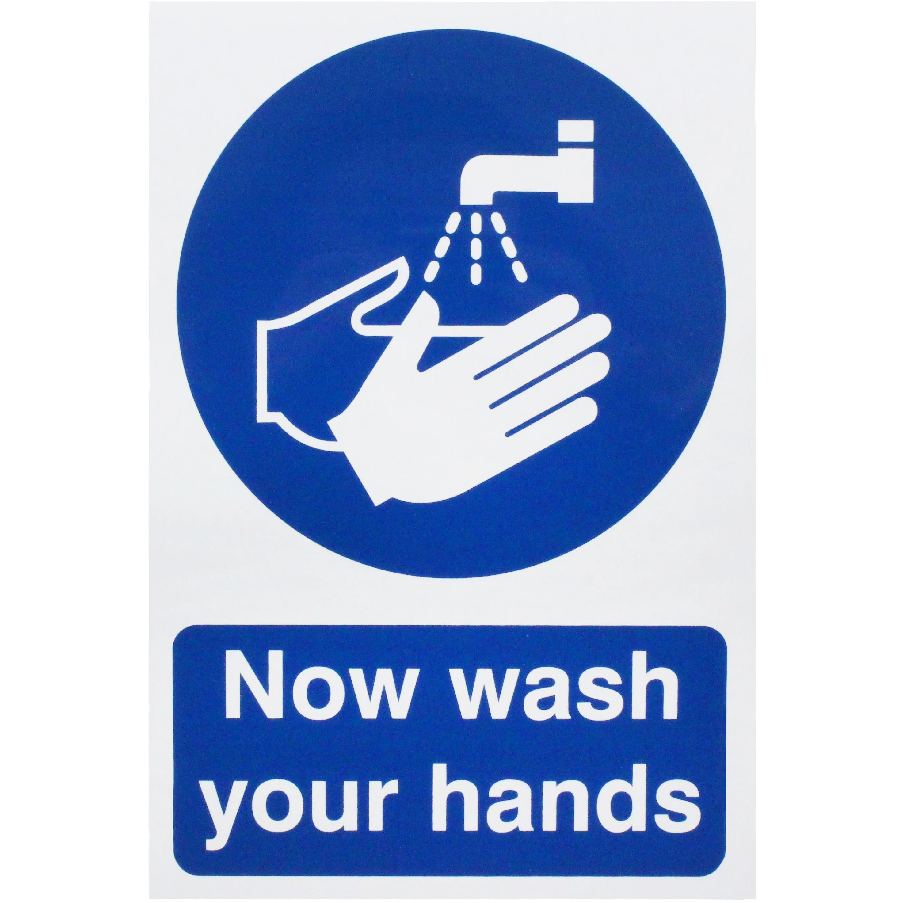 Now Wash Hands 300x200mm Self Adh Semi Rigid PVC
