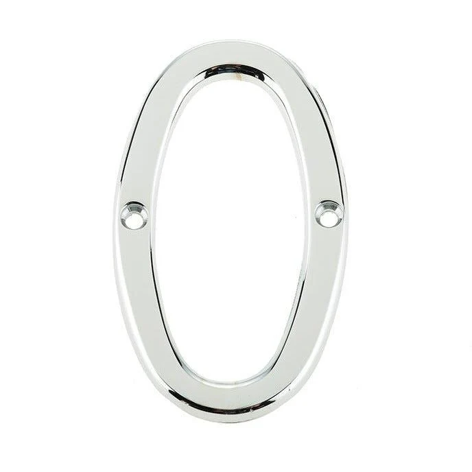 Numeral 0 - Screw Fix - 75mm - Polished Chrome
