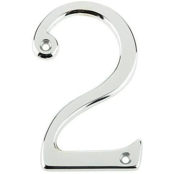 Numeral 2 - Screw Fix - 75mm - Polished Chrome