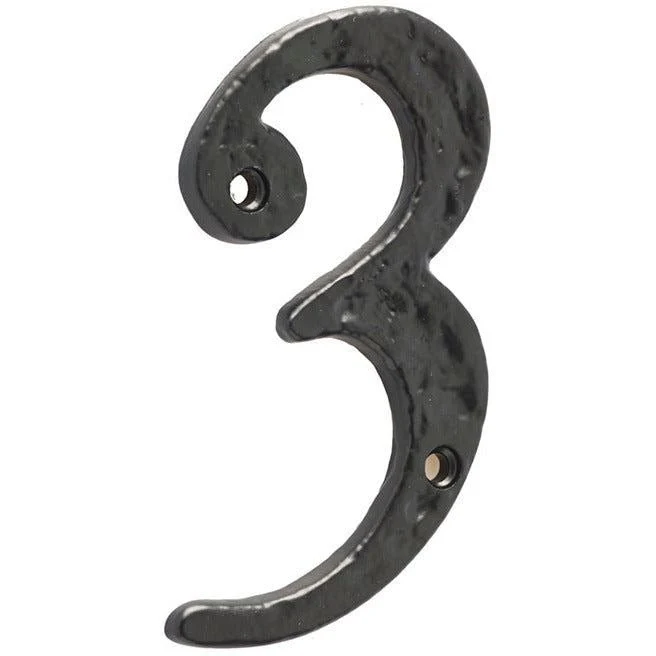 Numeral 3 - Screw Fix - 100mm - Black Antique Iron