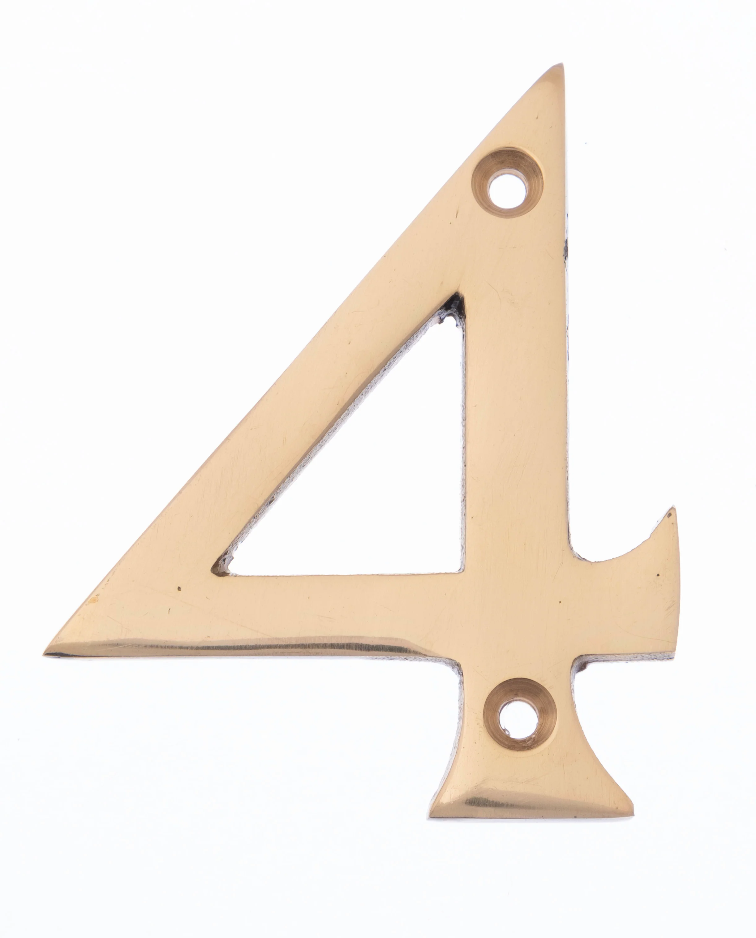 Numeral 4 - Screw Fix - 75mm - Polished Brass