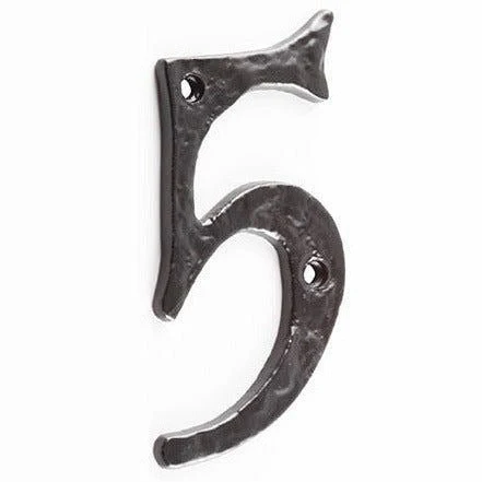 Numeral 5 - Screw Fix - 100mm - Black Antique Iron