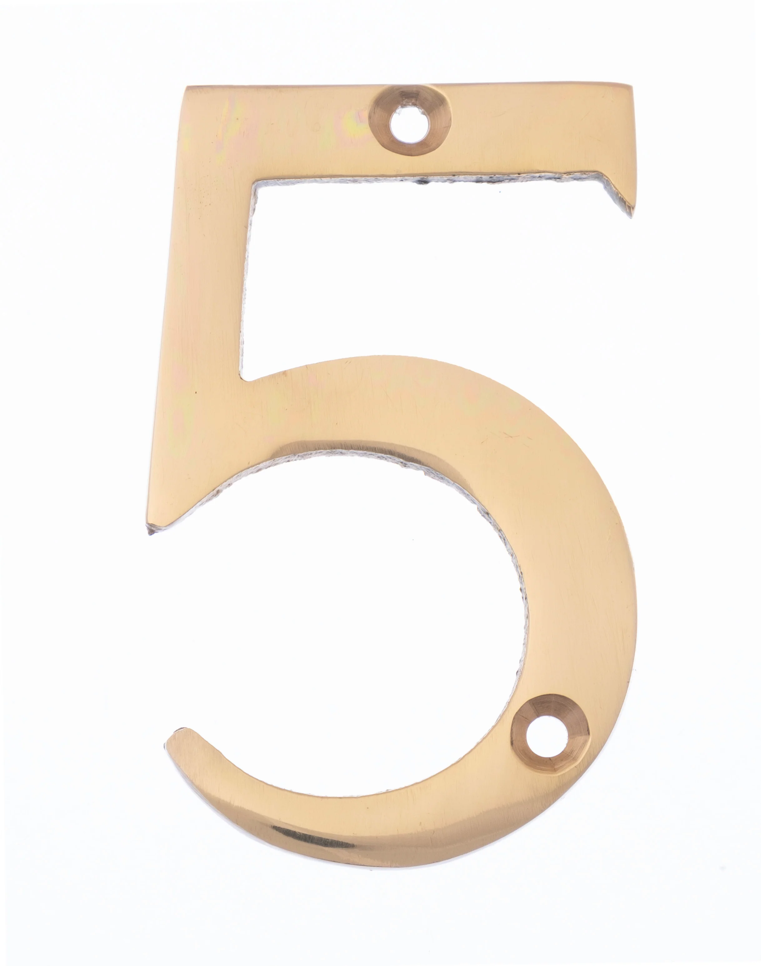 Numeral 5 - Screw Fix - 75mm - Polished Brass