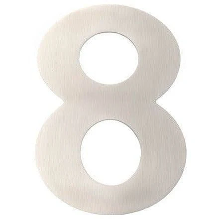 Numeral 8 - Bolt Fixing - 150mm - Satin Stainless Steel
