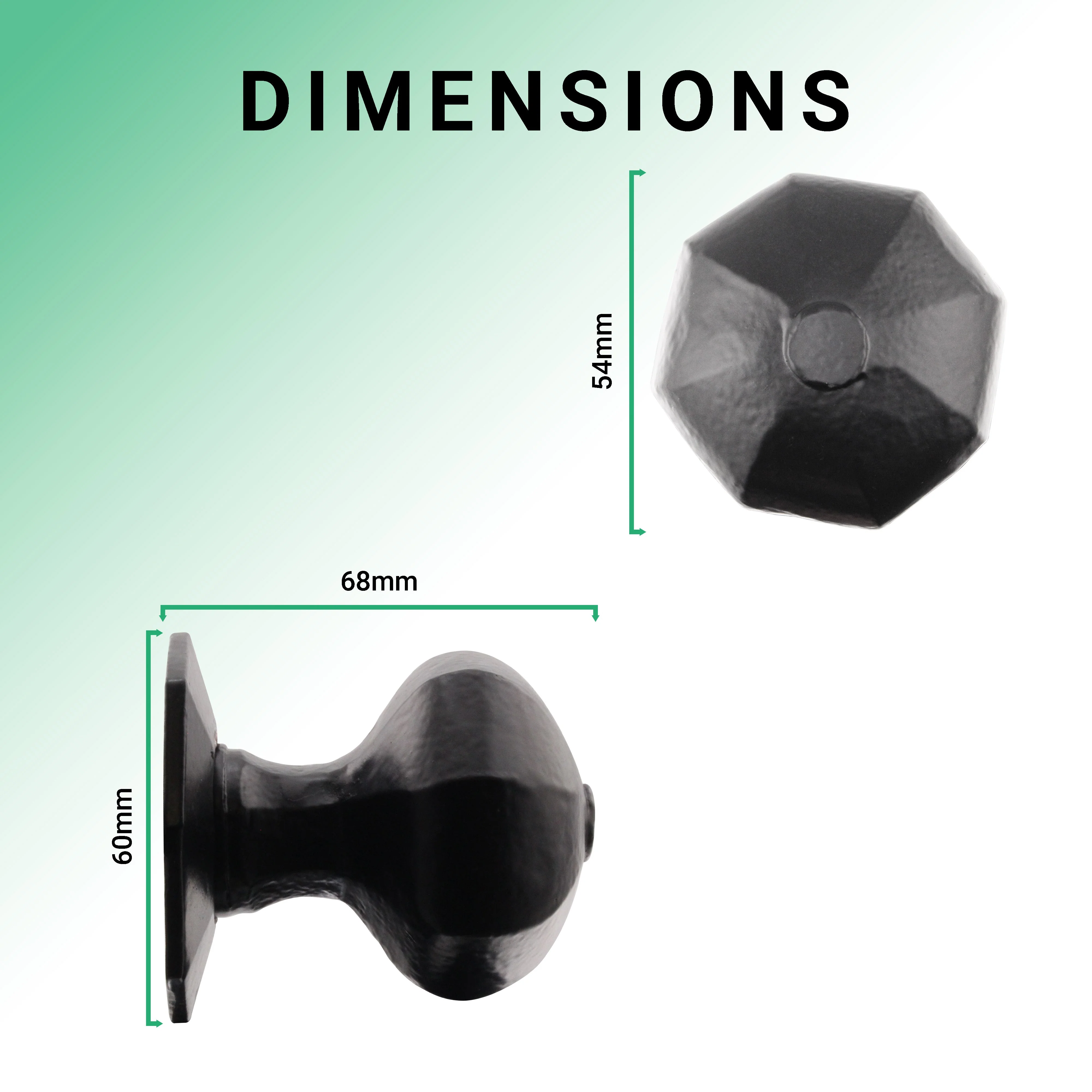 Tudor Black Iron Mortice/Rim Octagonal Door Knob - Image 4