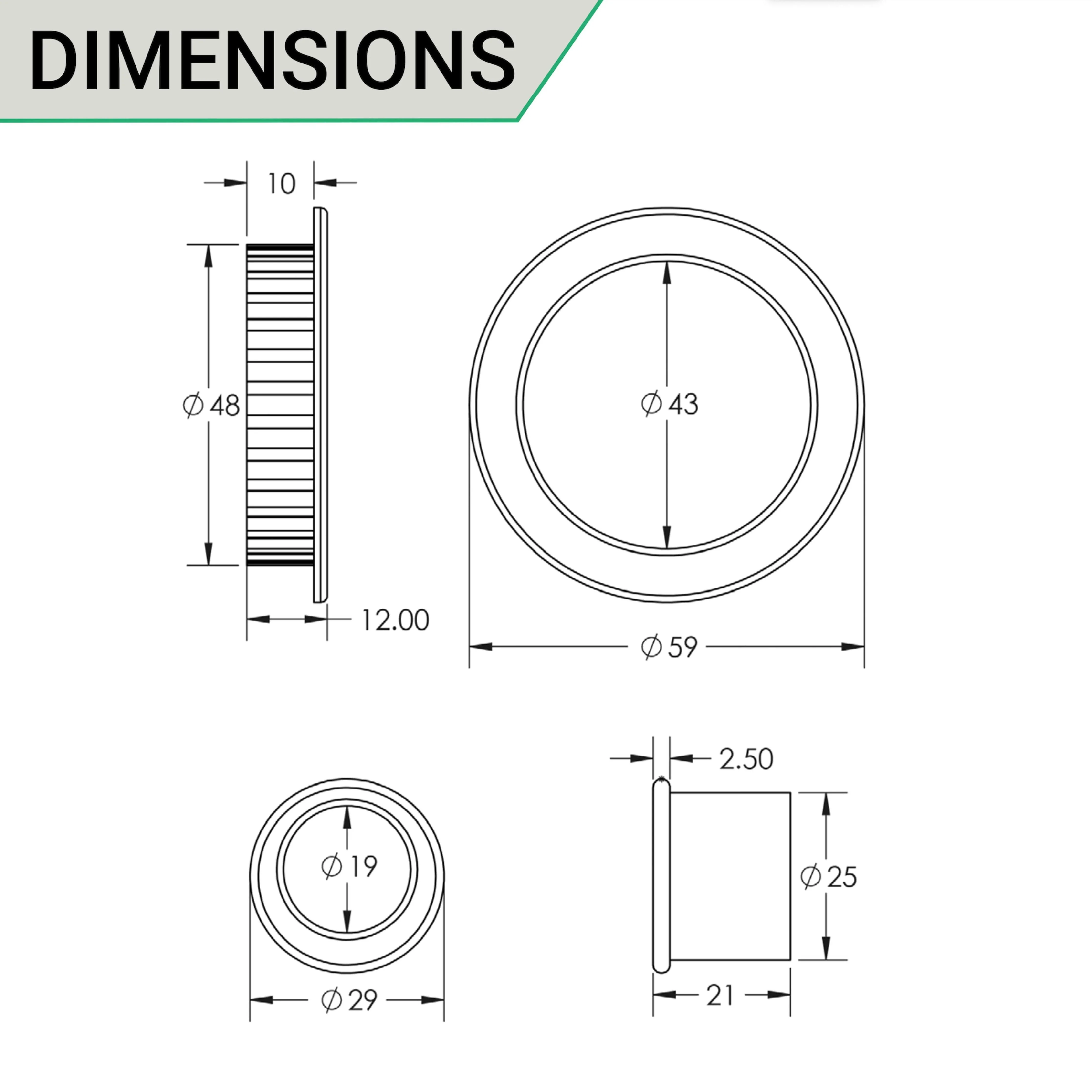 Circular Flush Pull Kit - Satin Chrome - Image 2
