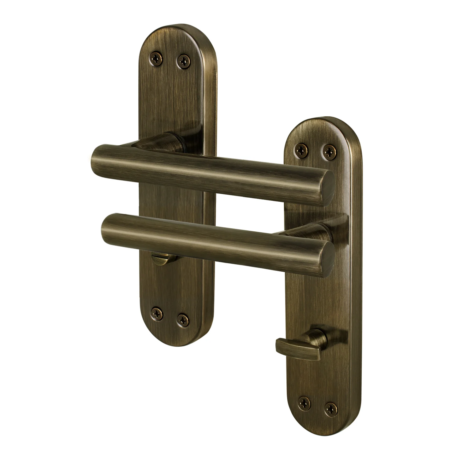 Olbia Antique Brass Lever on Backplate Door Handles - Bathroom