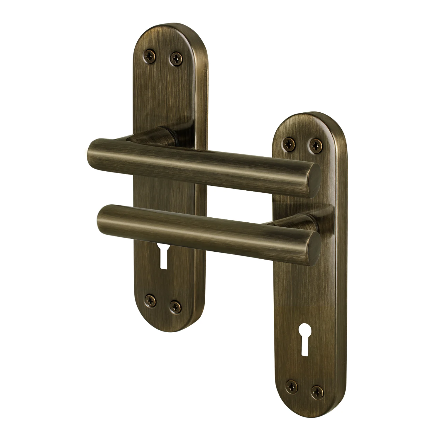Olbia Antique Brass Lever on Backplate Door Handles - Keyhole