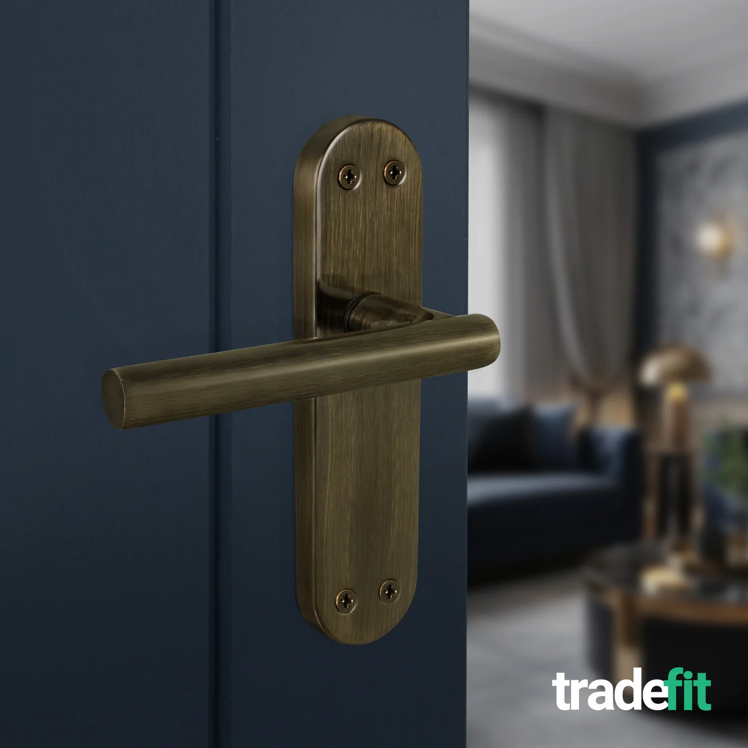 Olbia Antique Brass Lever on Backplate Door Handles - Latch - Image 4